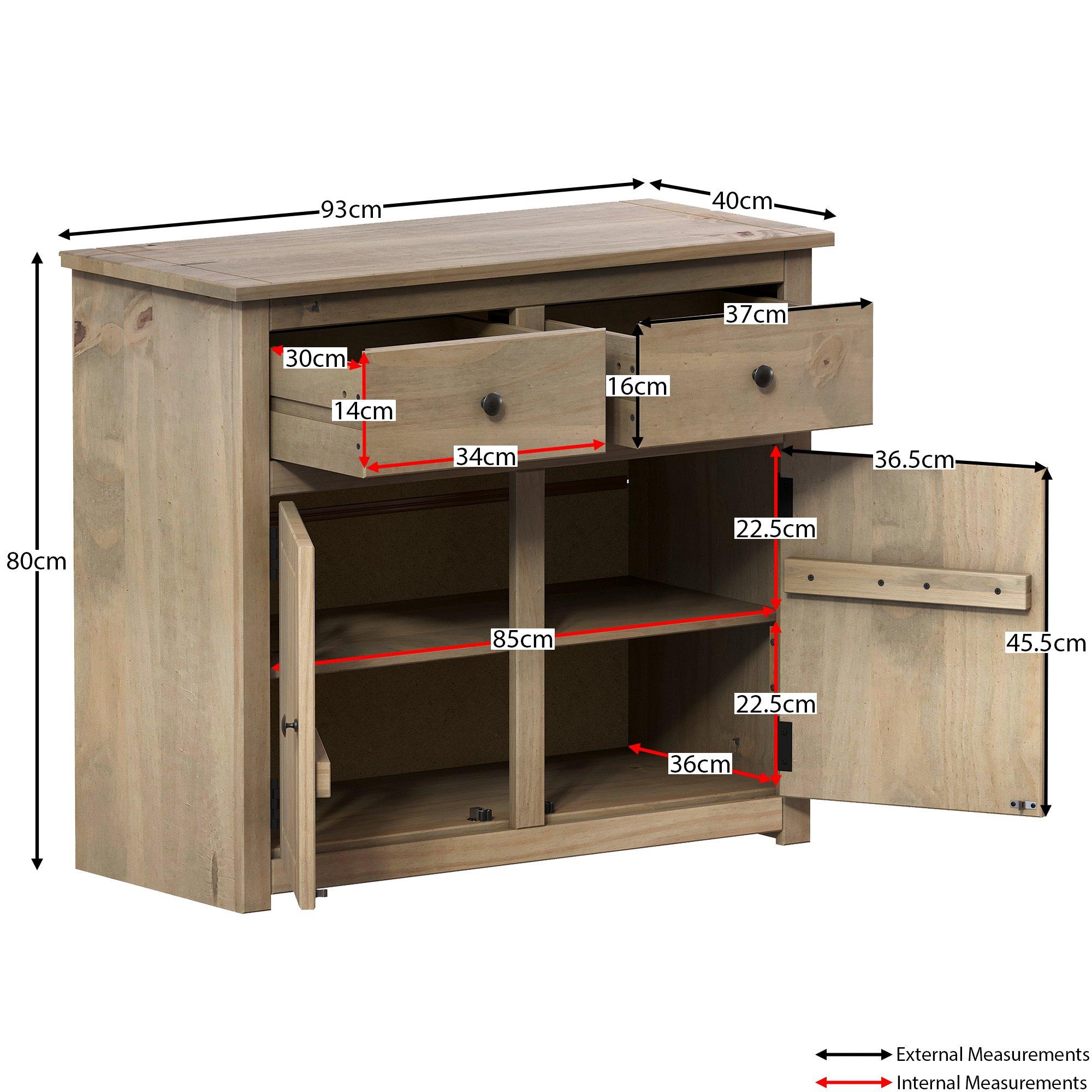 Pine - Lassic - Vida Designs Panama 2 Door 2 Drawer Sideboard - 2