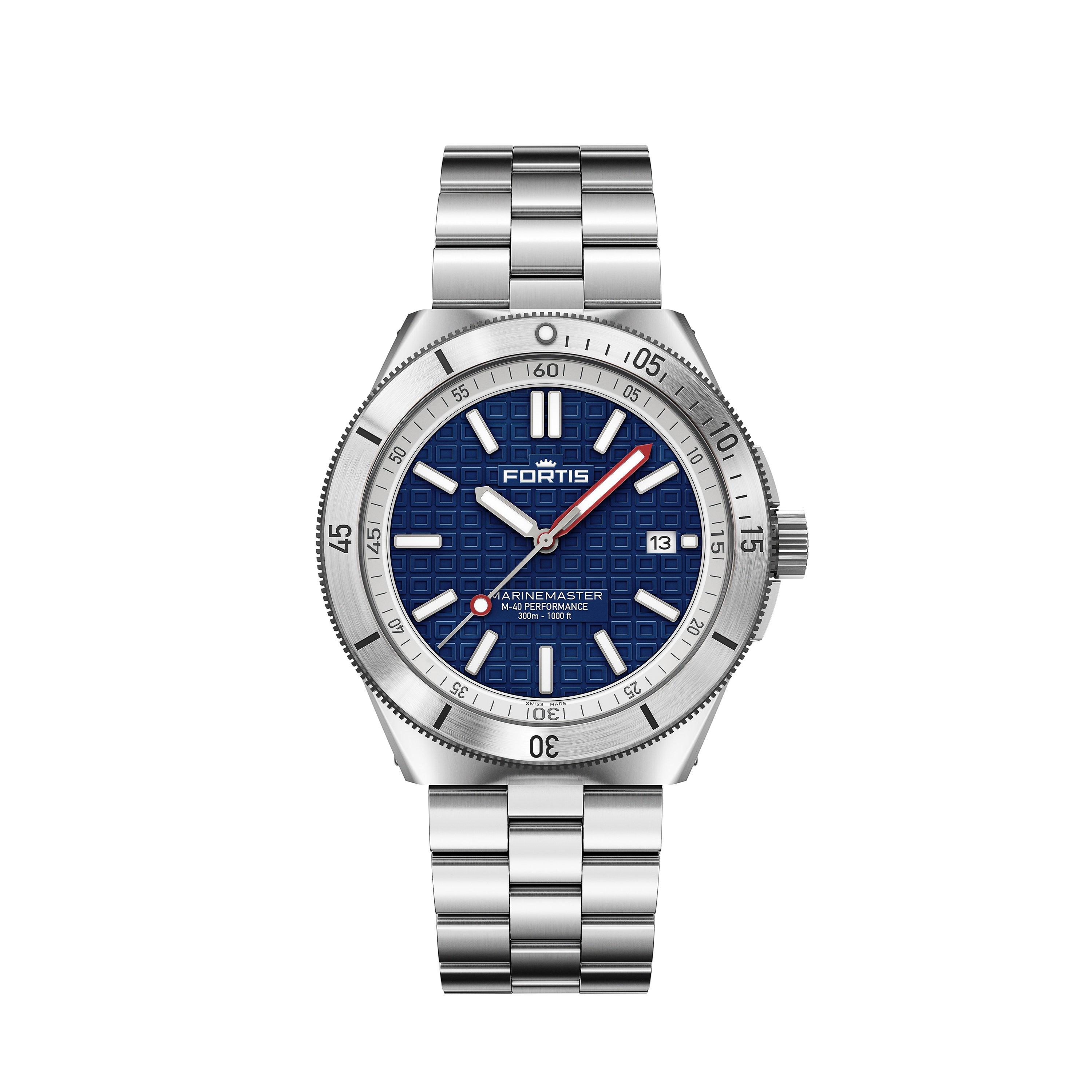 Blue/Steel - Fortis - Men's Marinemaster Automatic Stainless Steel 300M Water Resistant Auto Analogue Watch - 1