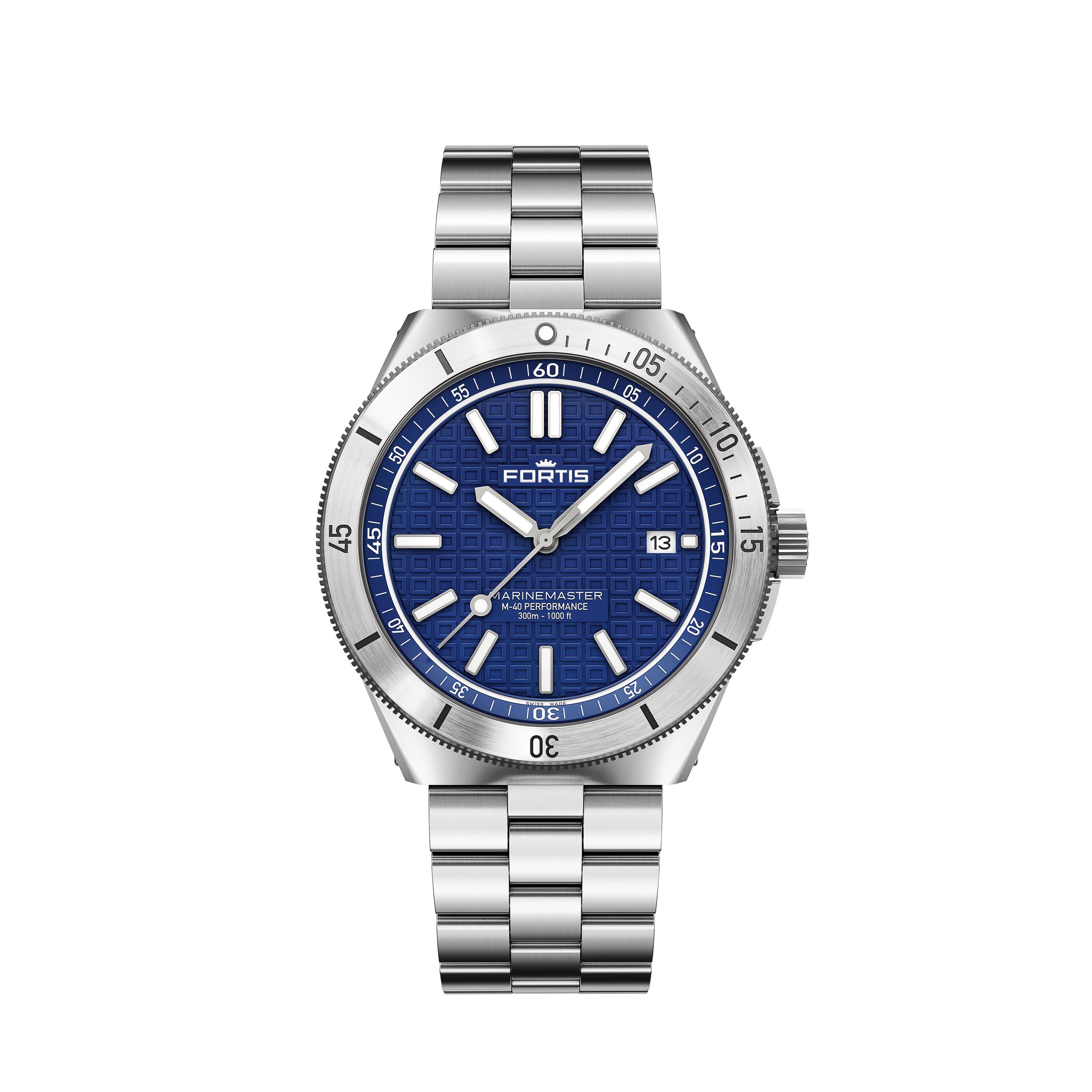 Fortis Men's Marinemaster Automatic Stainless Steel 300M Water Resistant Auto Analogue Watch - Blue/Steel