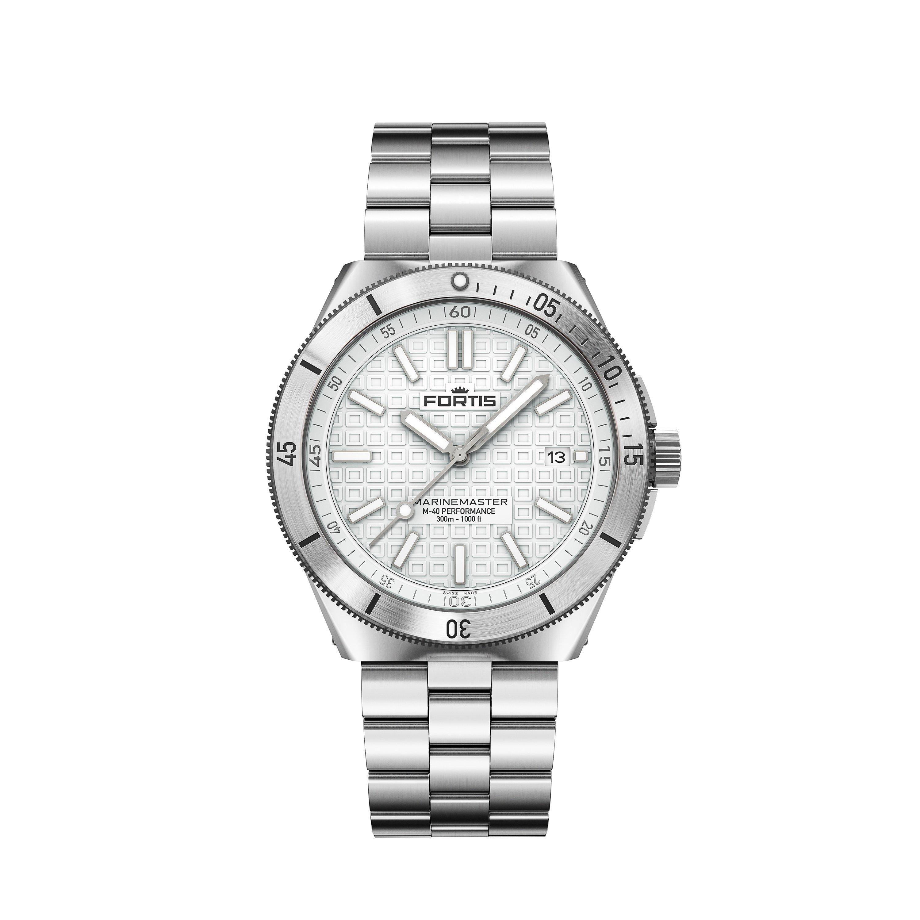 Fortis Men's Marinemaster Automatic Stainless 300M Water Resistant Auto Analogue Watch - White/Steel