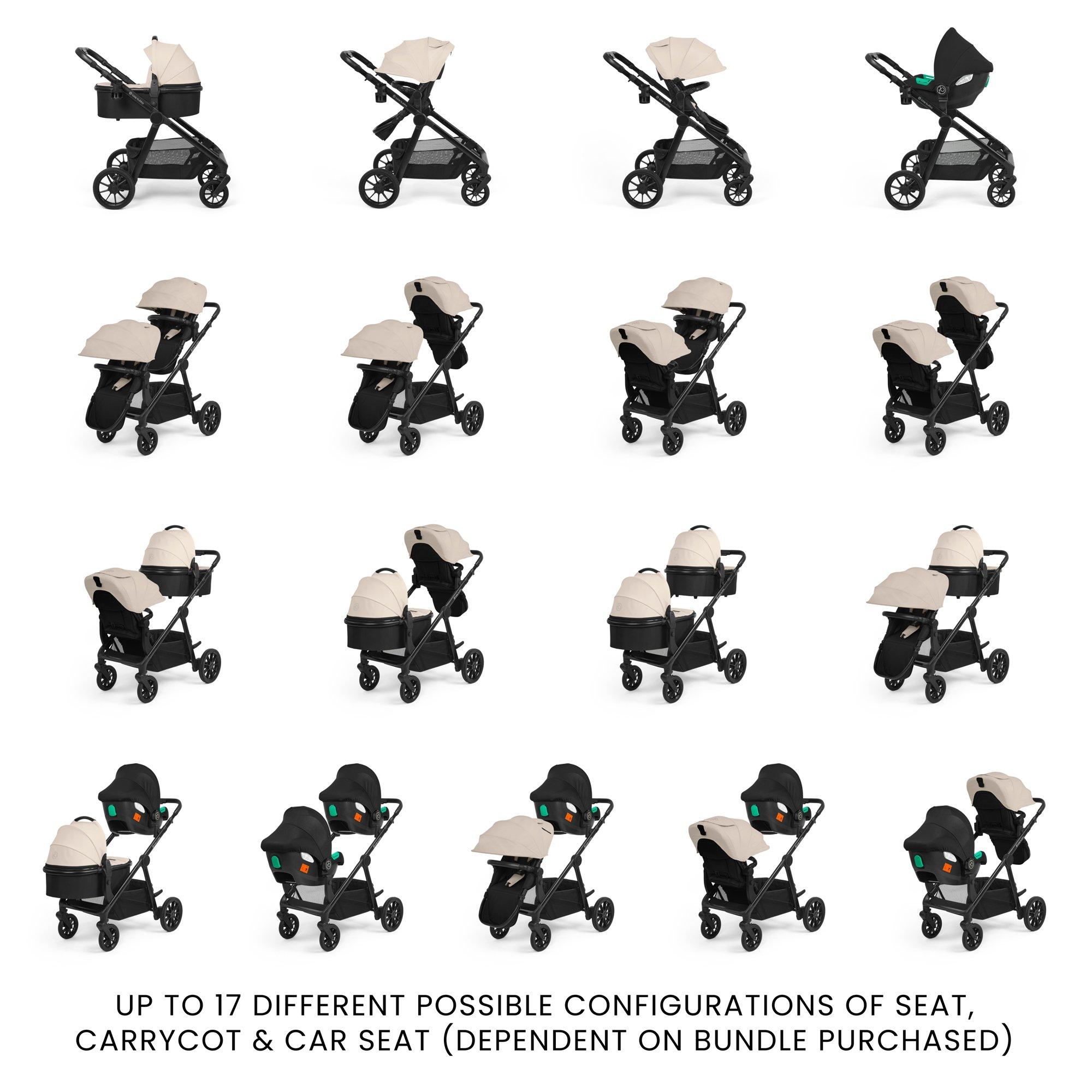 Black/Stone/Bla - Ickle Bubba - Virgo Twin 12 Piece Pram - 5