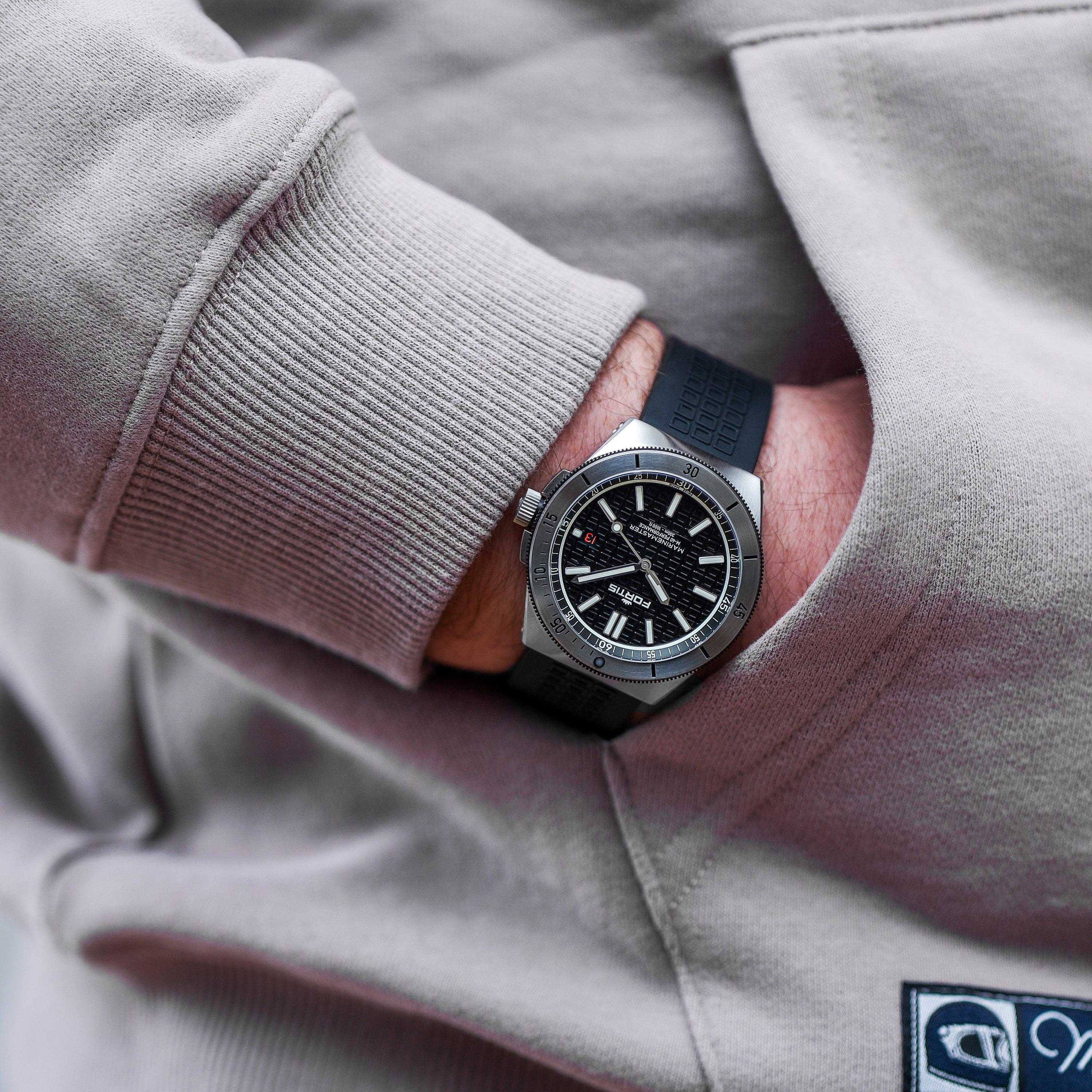 Black/Steel - Fortis - Men's Marinemaster Automatic Analogue Watch - 2