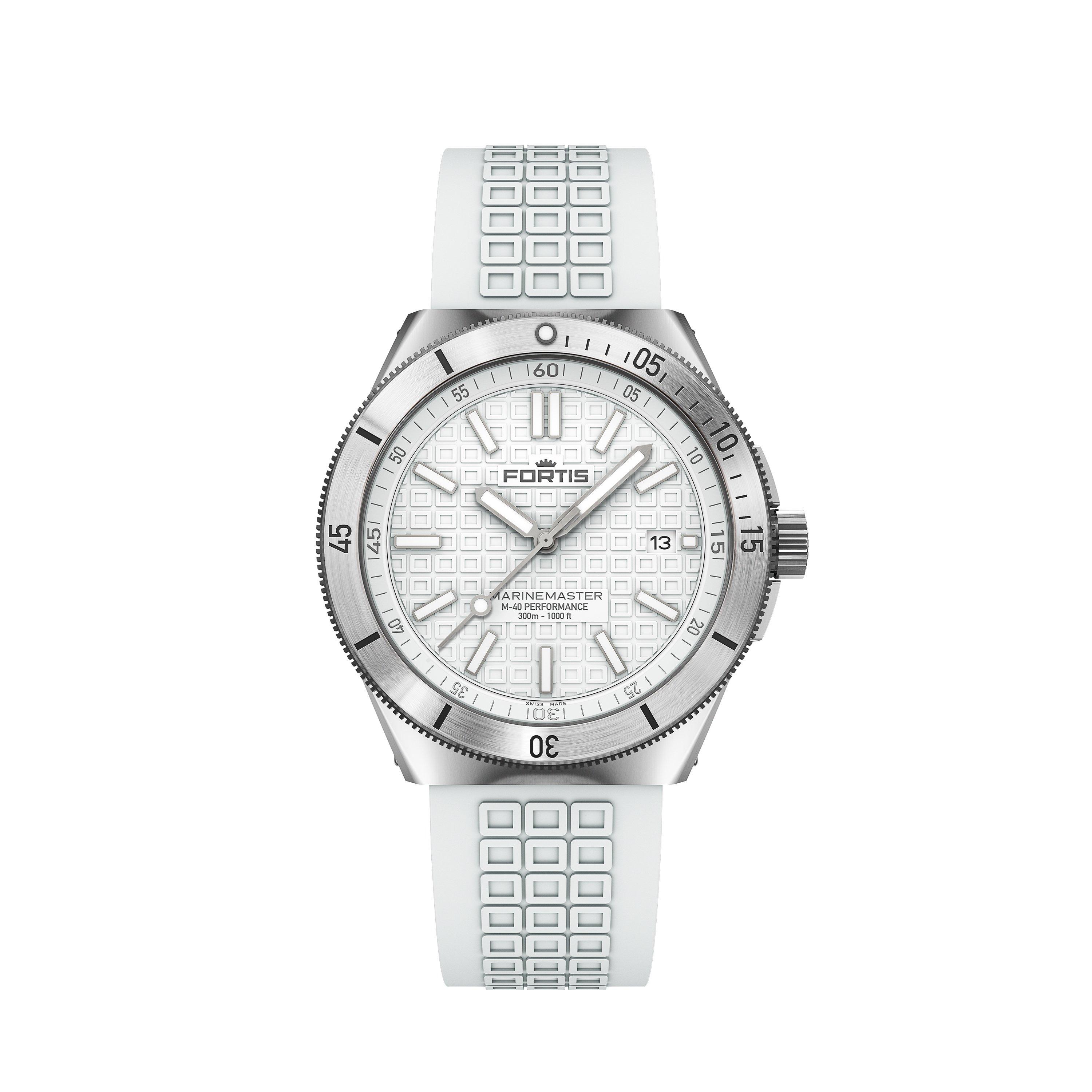 Fortis Men's Marinemaster Automatic Stainless Steel 300M Water Resistant Auto Analogue Watch - White/Steel