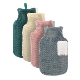 Country Club Hot Water Bottle with Plush Jacquard Lattice Cover