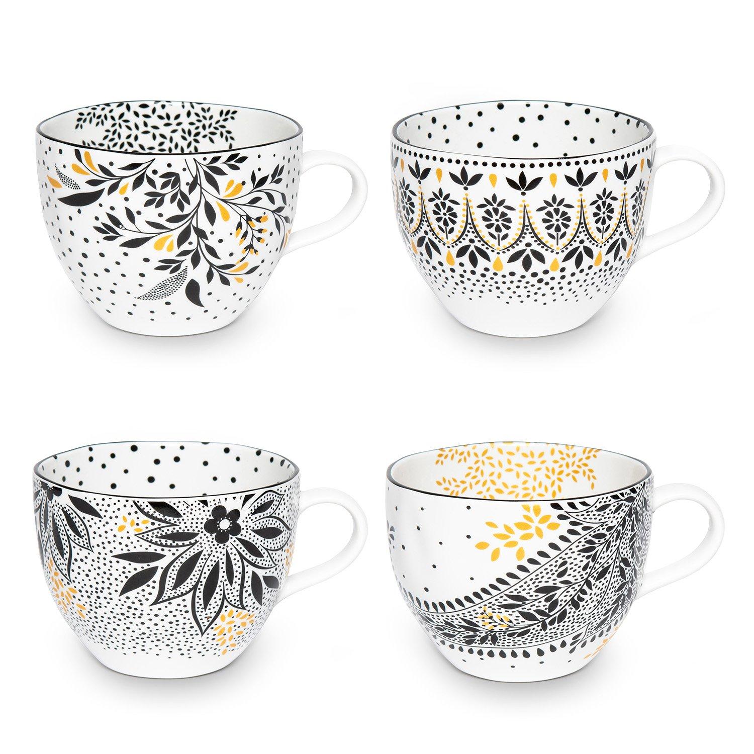 Black White - Sara Miller London - Miller Artisanne Noir Set of 4 Mugs - 2