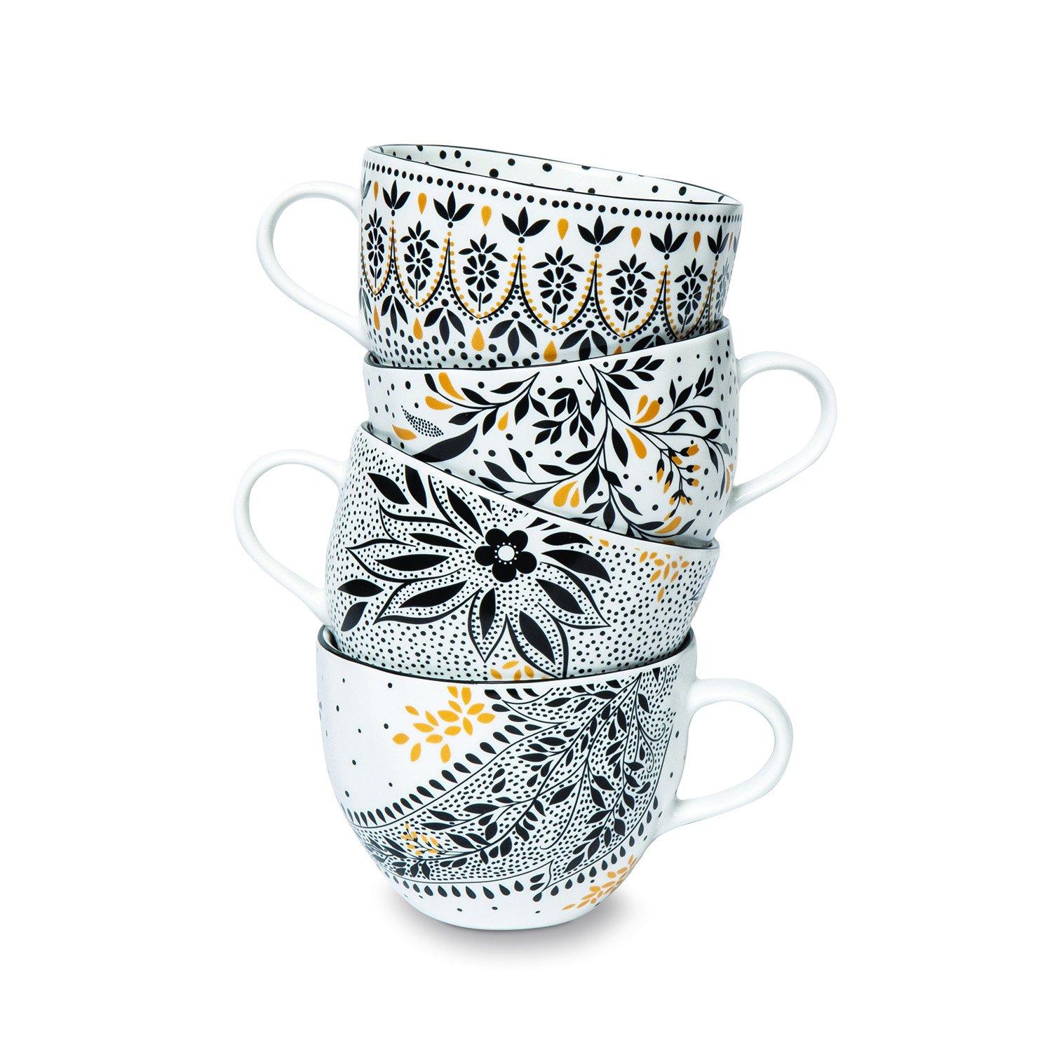 Black White - Sara Miller London - Miller Artisanne Noir Set of 4 Mugs - 3