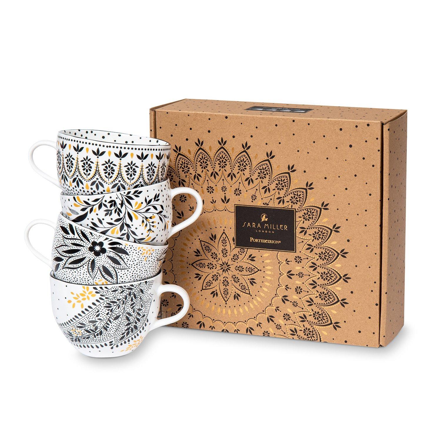 Black White - Sara Miller London - Miller Artisanne Noir Set of 4 Mugs - 4