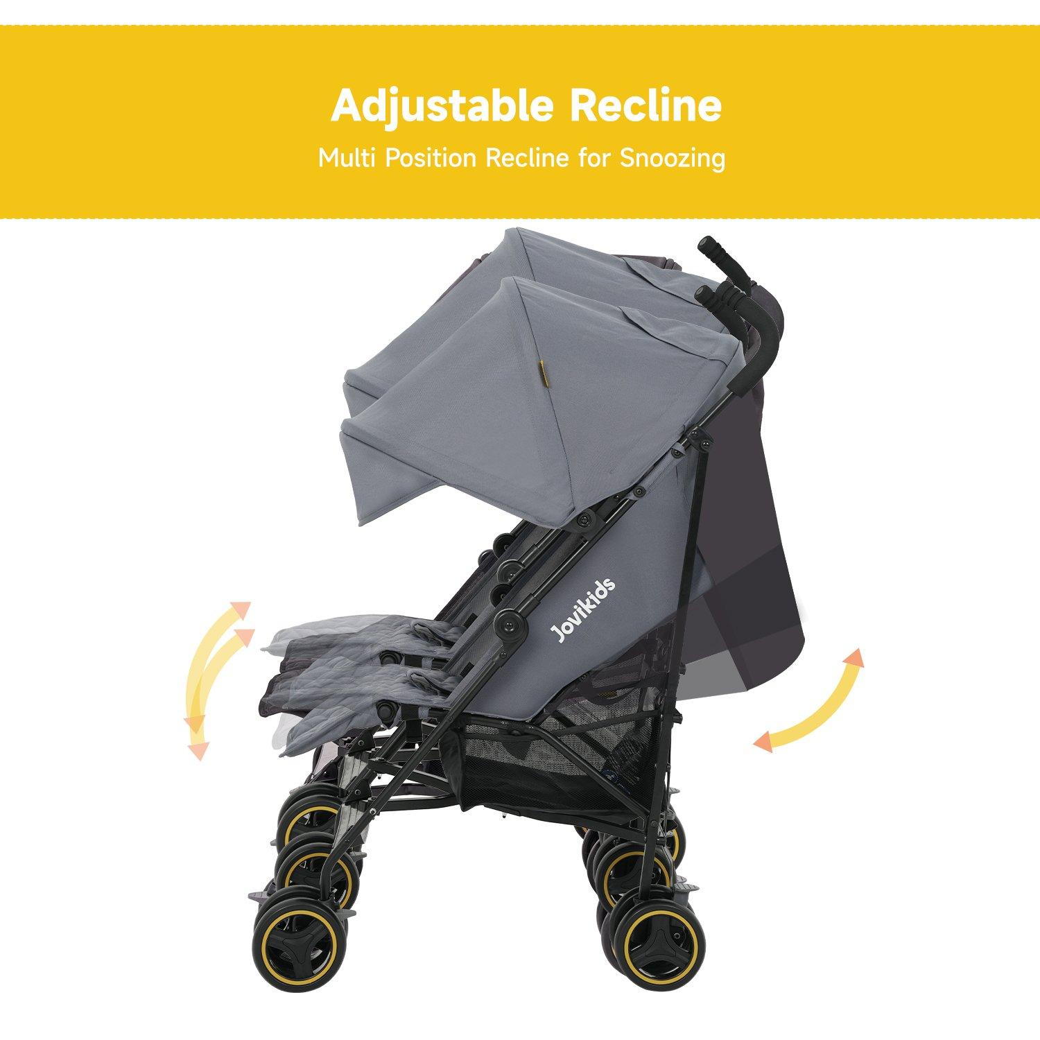 Grey - JoviKids - Jovi Kids Ezra Twin Stroller - Grey - 5