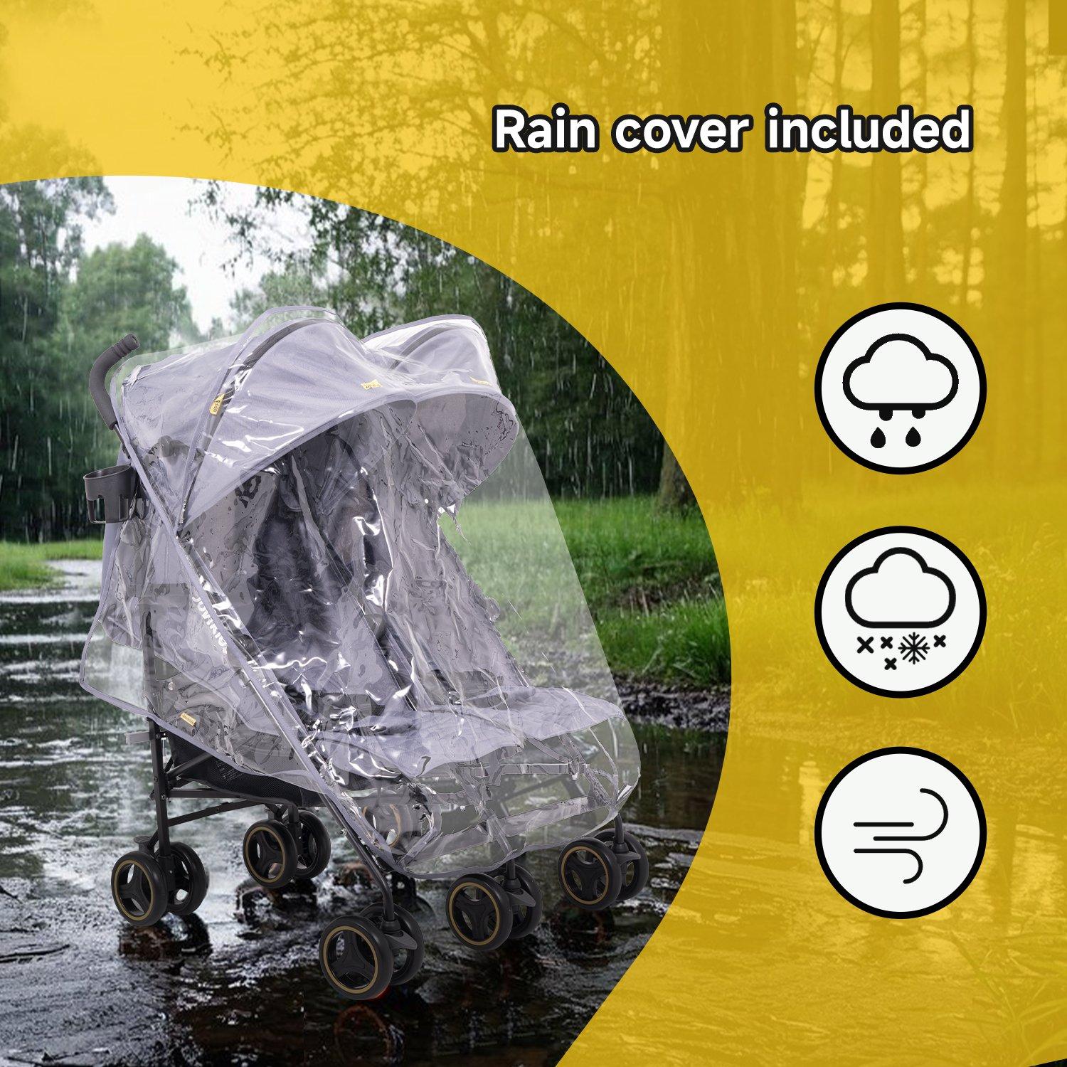 Grey - JoviKids - Jovi Kids Ezra Twin Stroller - Grey - 9