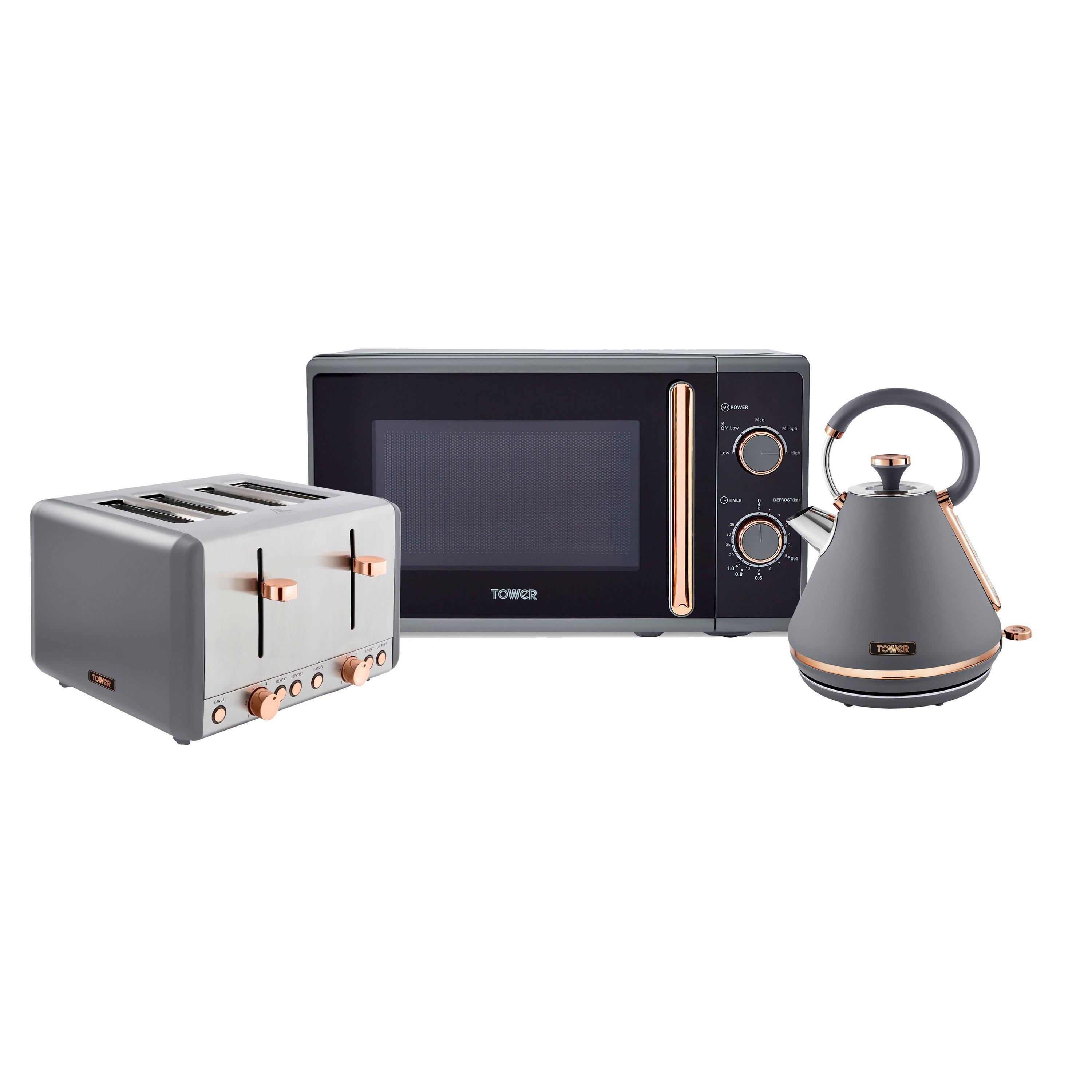 Tower  1.7L Kettle 4 Slice Toaster & 20L Microwave - Medium