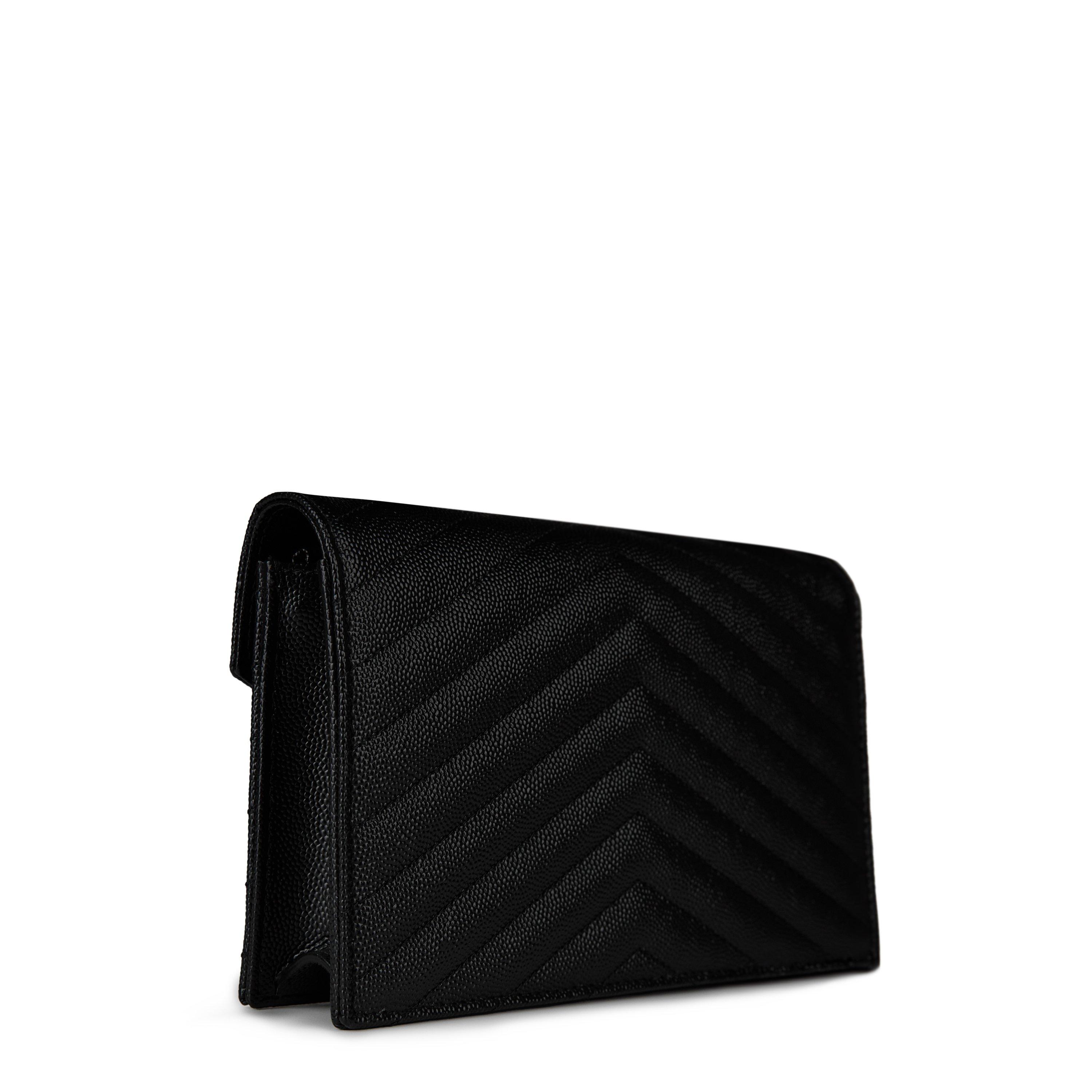 Black/Gold - Saint Laurent - Monogram Envelope Crossbody Bag - 3