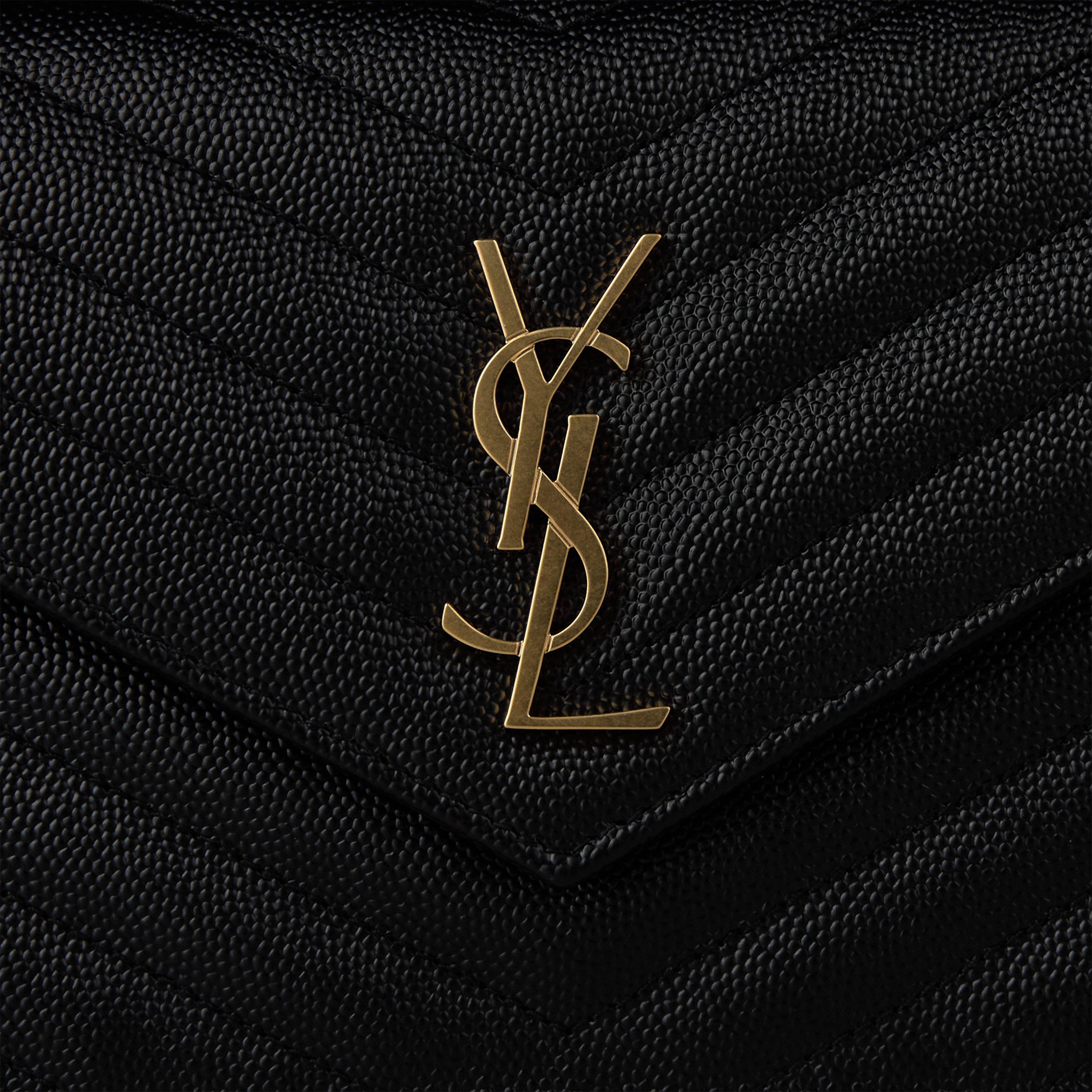 Black/Gold - Saint Laurent - Monogram Envelope Crossbody Bag - 4
