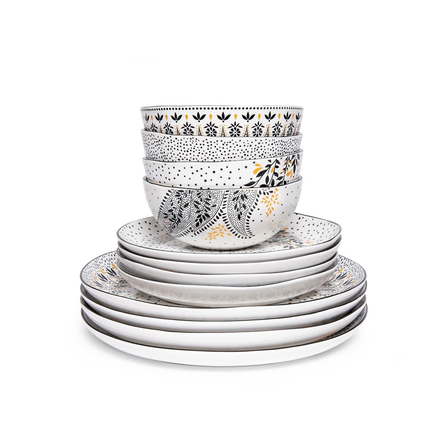 Black White - Sara Miller London - Miller 12 Piece  Dinner Set - 4
