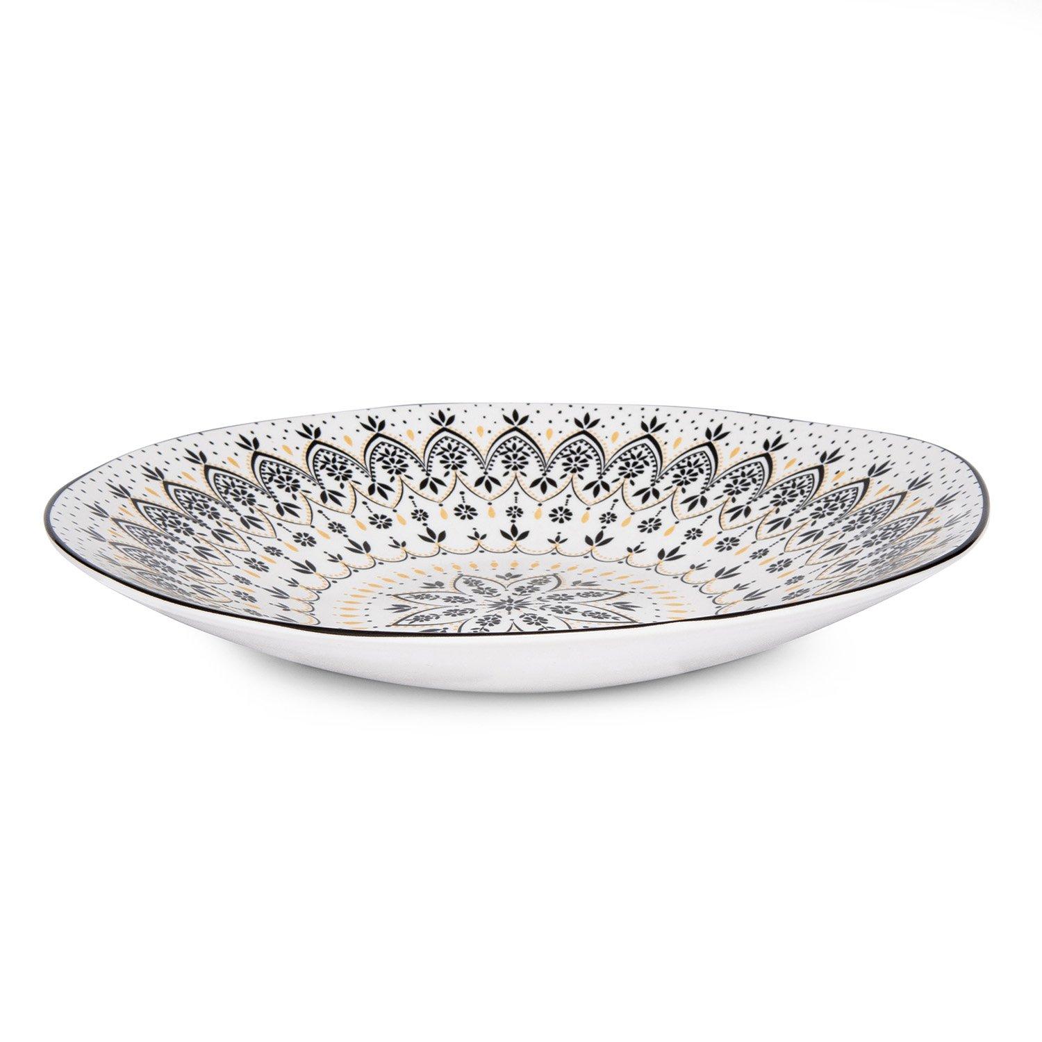 Black White - Sara Miller London - Miller Artisanne Noir Medium Serving Bowl - 2
