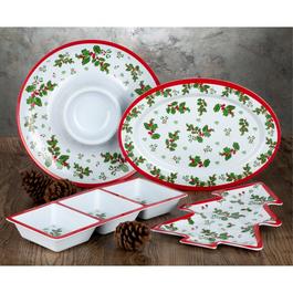 Waterside 4pc Melamine Holly Serving Set-(STRONG PLASTIC)