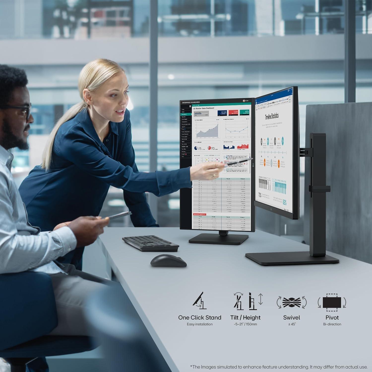 Black - LG - LG Monitor 24BA450 24 Inch FHD 1080p 100Hz 5ms Response Time IPS Panel - 3