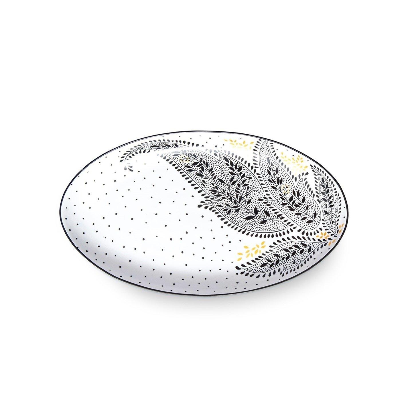 Black White - Sara Miller London - Miller Artisanne Noir Medium Serving Platter - 2