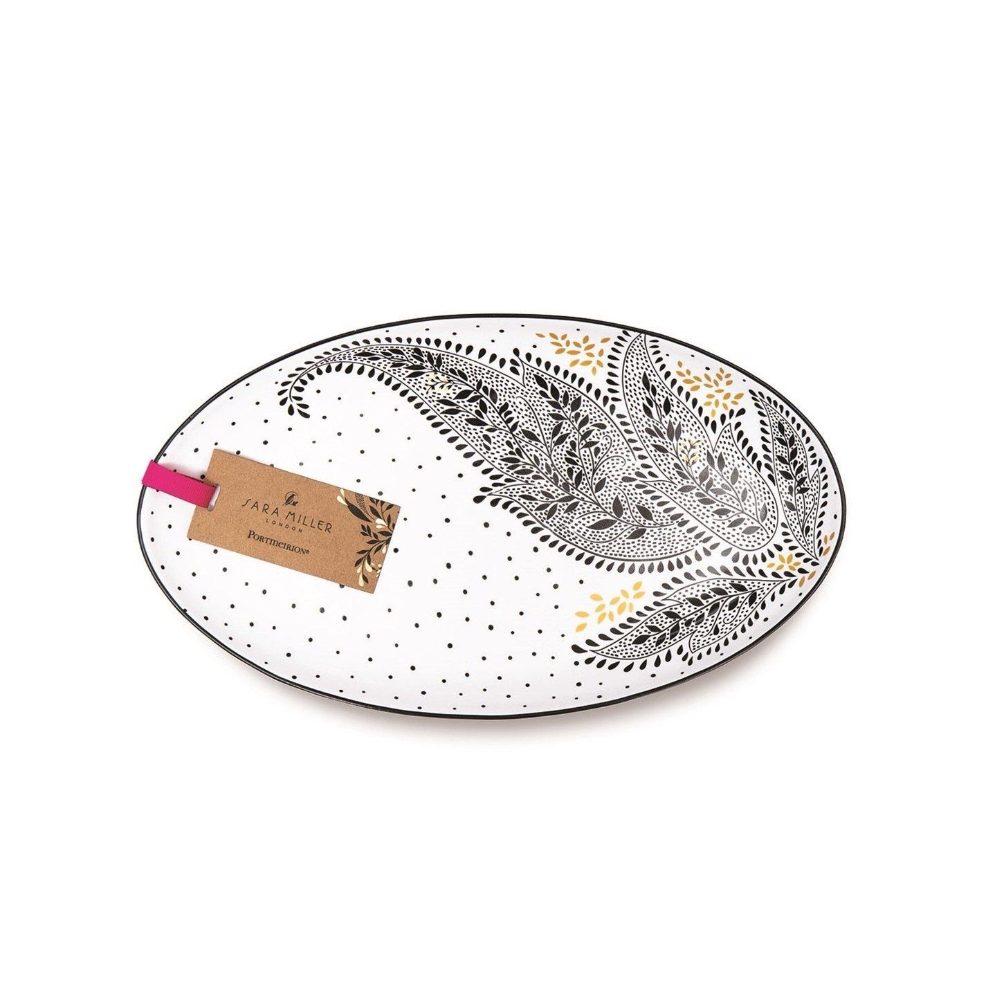 Black White - Sara Miller London - Miller Artisanne Noir Medium Serving Platter - 4