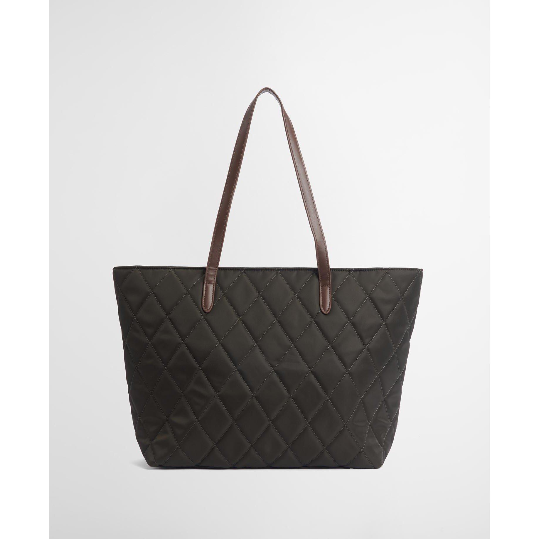 Olive - Barbour - Women's Diamond Quilted Nylon Zip Tote Bag - 3
