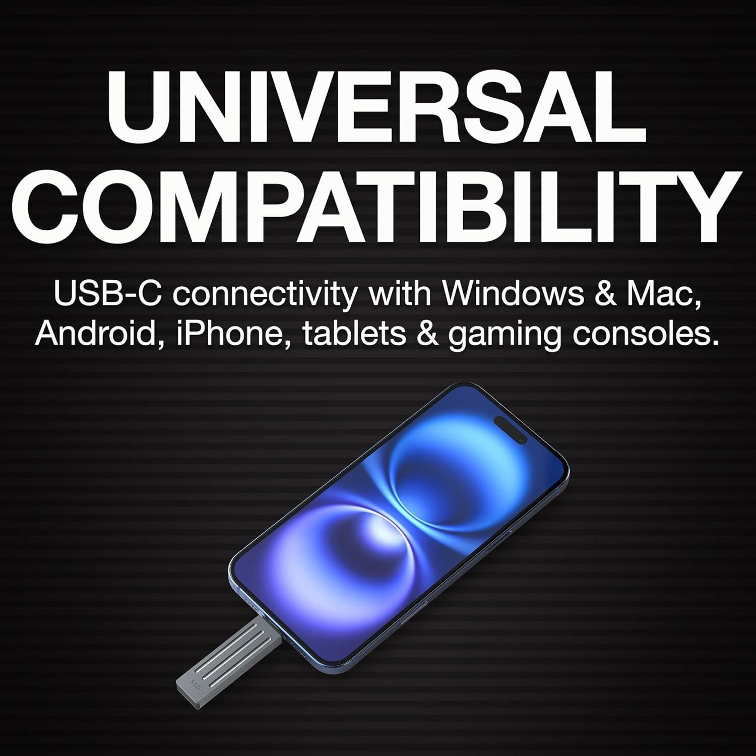 Zwart - Seagate - Compact 2TB SSD extern 1000MB/s USB 3.1 Typ C Dark Blue Data Rescue Service - 7