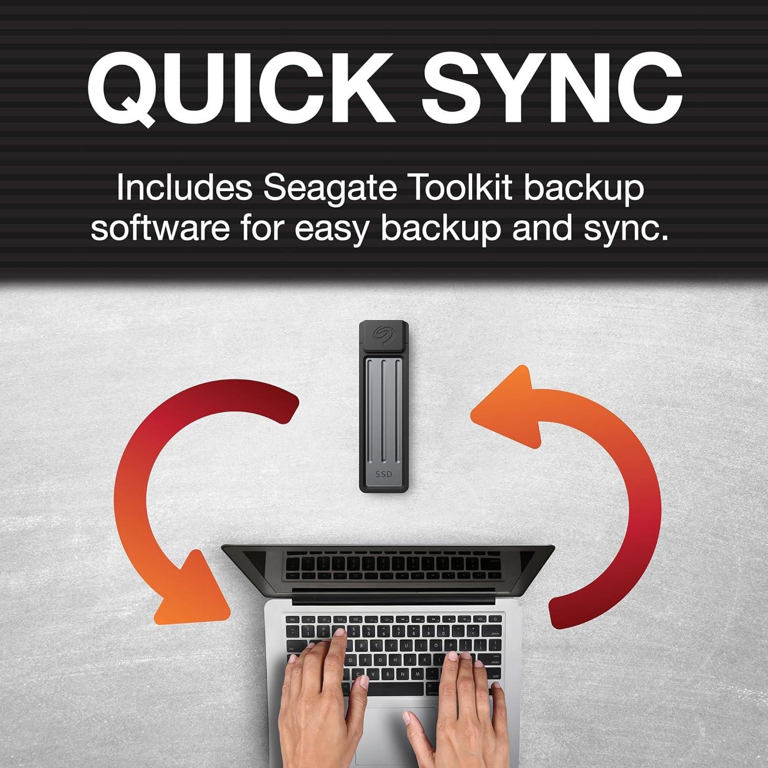 Zwart - Seagate - Compact 2TB SSD extern 1000MB/s USB 3.1 Typ C Dark Blue Data Rescue Service - 10