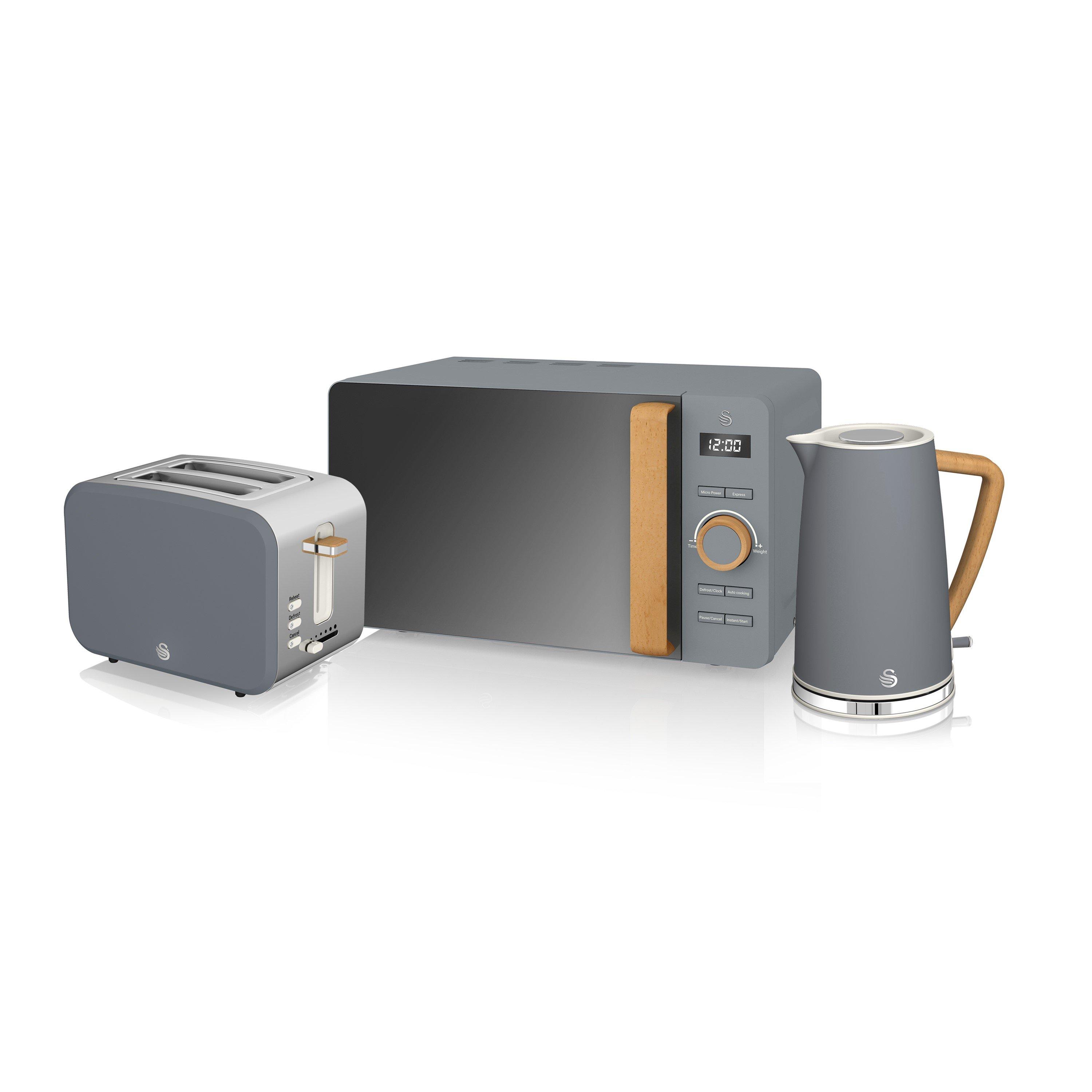None - Swan - 1.7L Kettle, 2-Slice Toaster & 20L Microwave - 1
