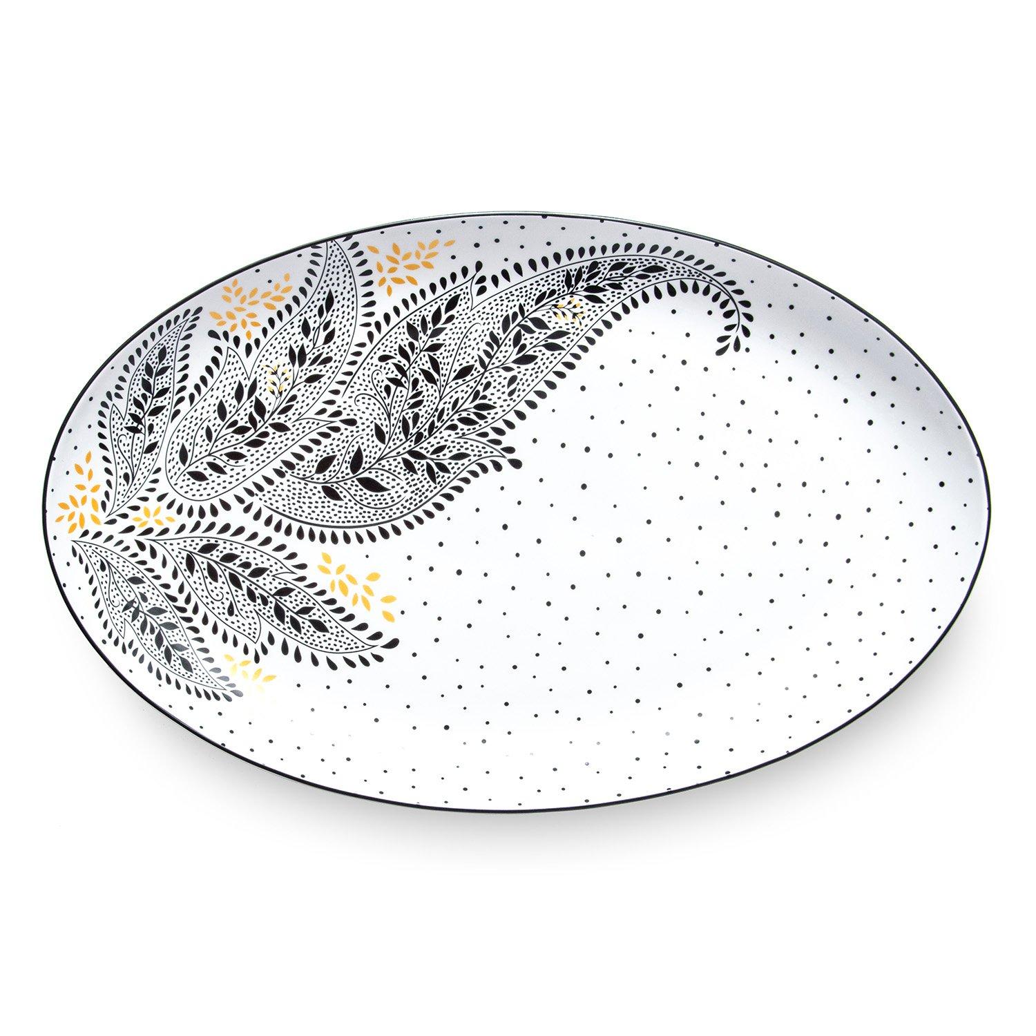 Black White - Sara Miller London - Miller Artisanne Noir Large Serving Platter - 2