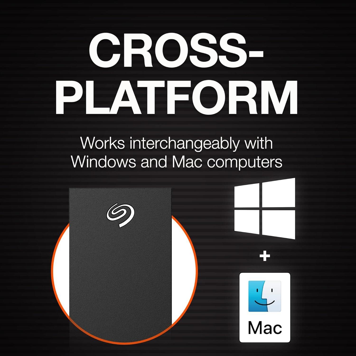 Zwart - Seagate - Touch Hub 20TB External HDD – USB-C & USB 3.0 port for Desktop Workstation Laptops & Mac - 6