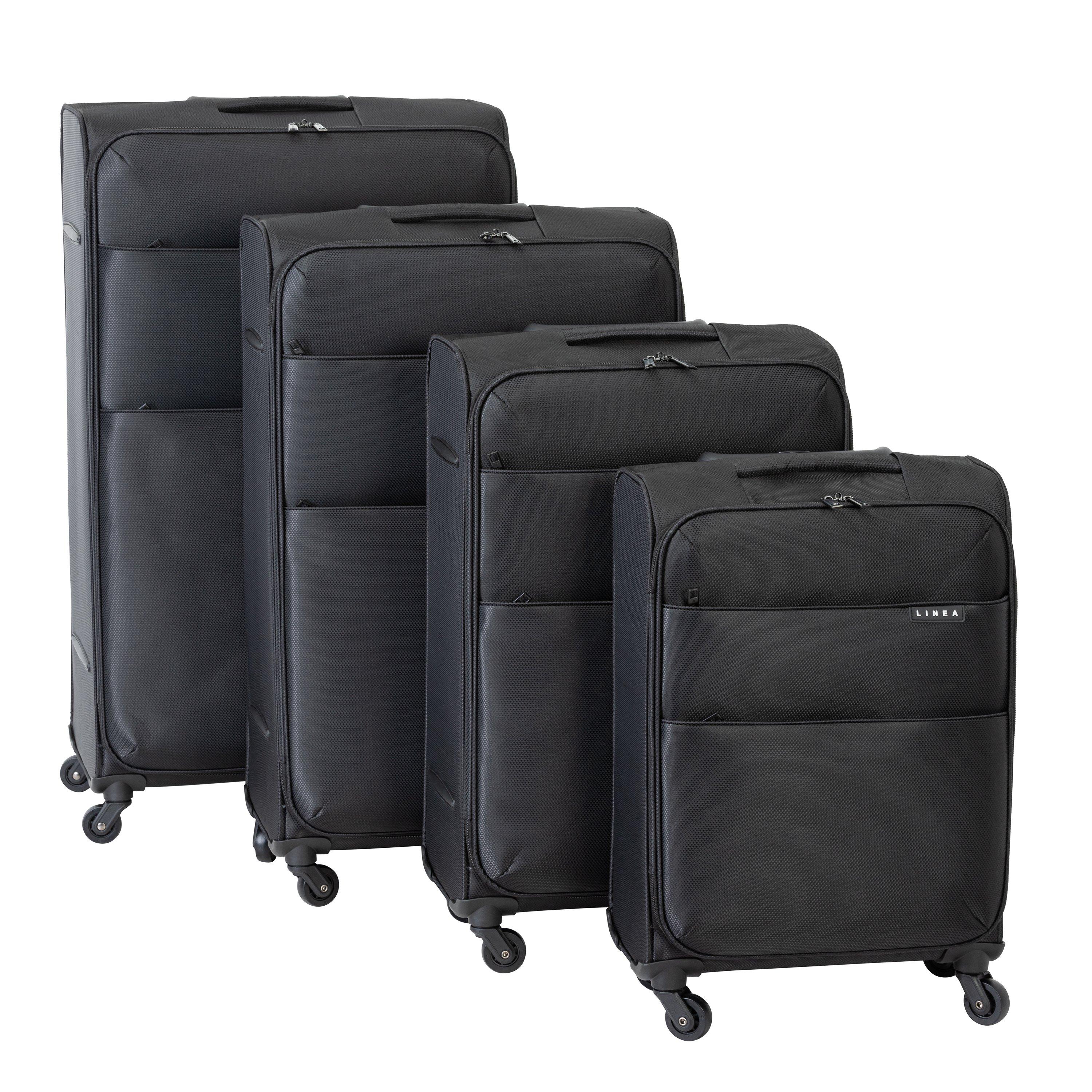 Black - Linea - Sorento Fabric Soft Shell Suitcase - 3