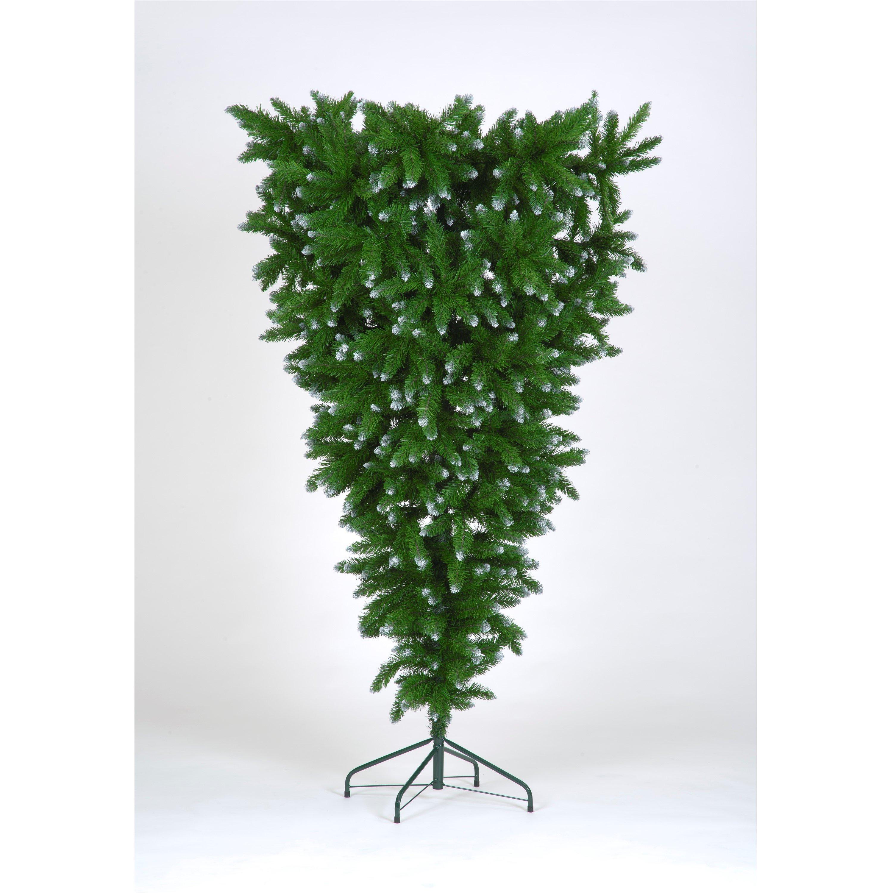 Green and White - Snowtime - 180cm Upside-Down Frost Tipped Tree
