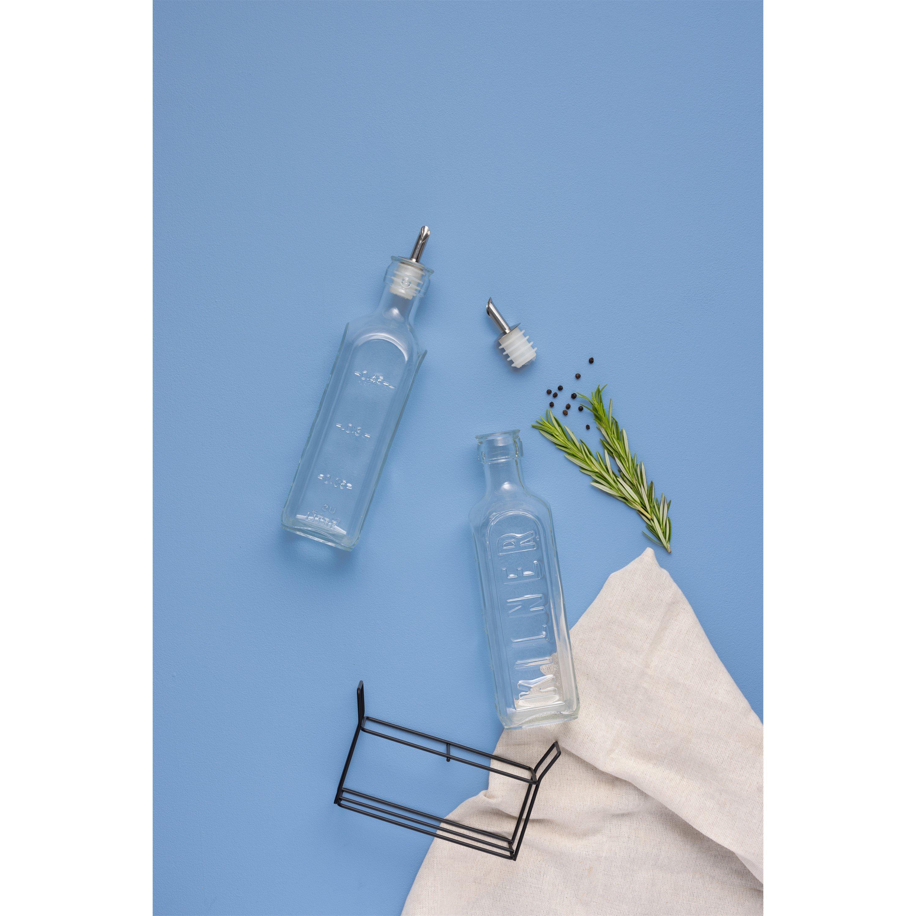 Clear - Kilner - Set of 2 Oil Bottles in Rack 600ml - 2