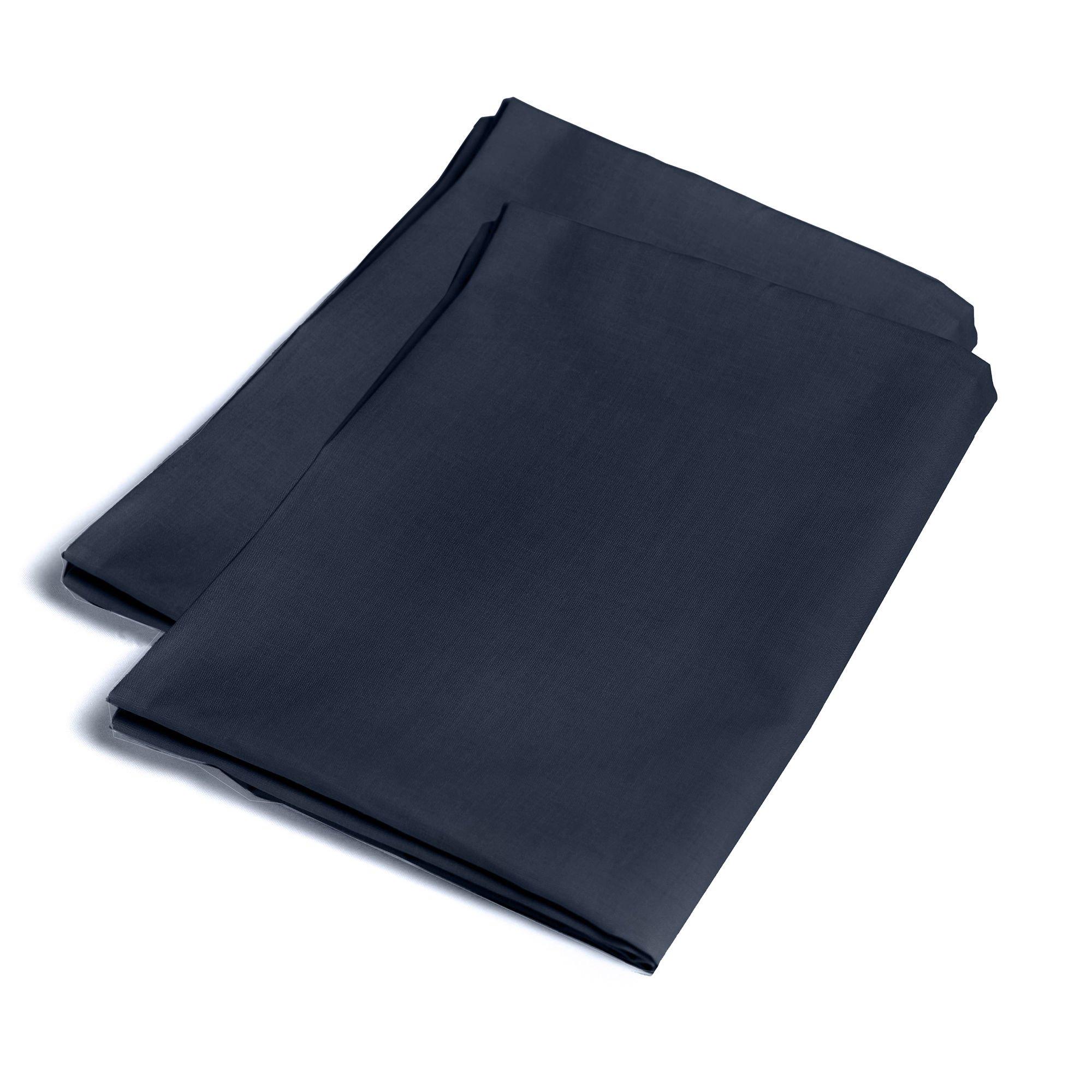 Navy - Serene Home - Plain Dyed Pair of Housewife Pillowcases in Navy - 2