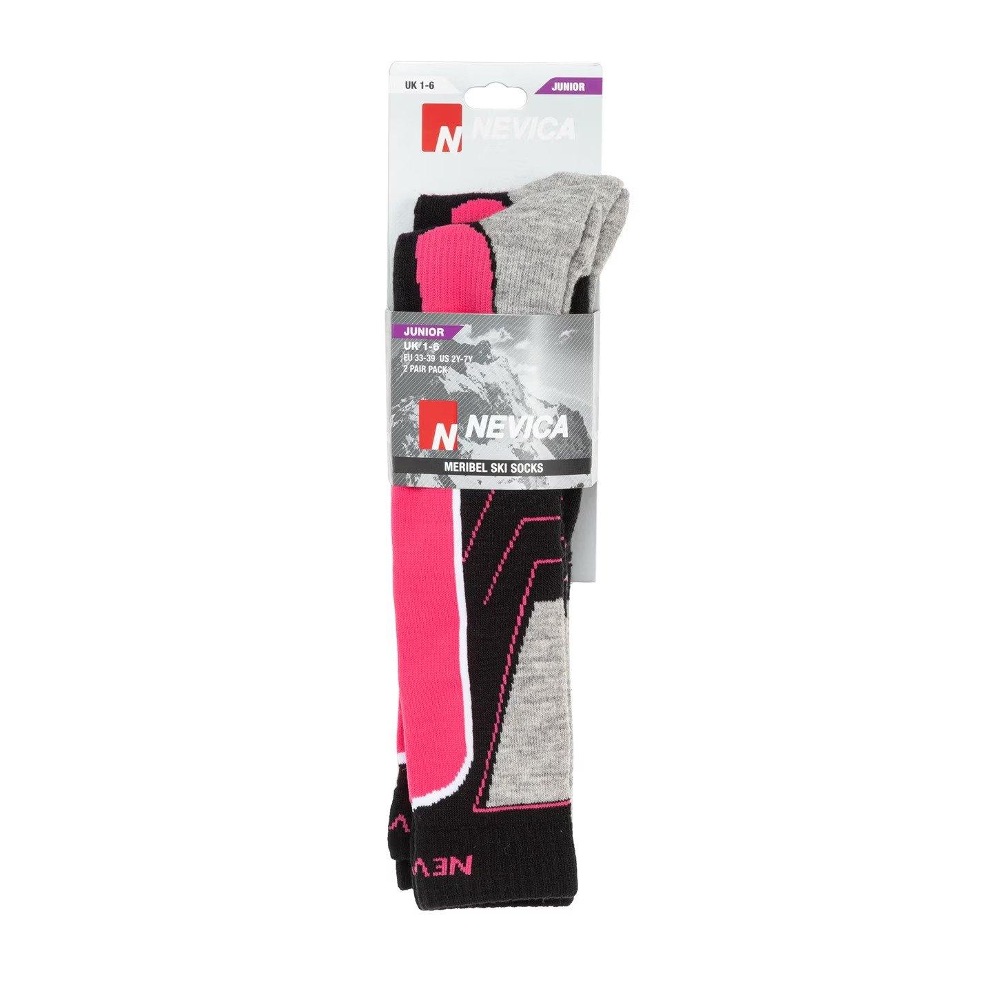 Pink - Nevica - Meribel 2 Pack Ski Sock Juniors - 5