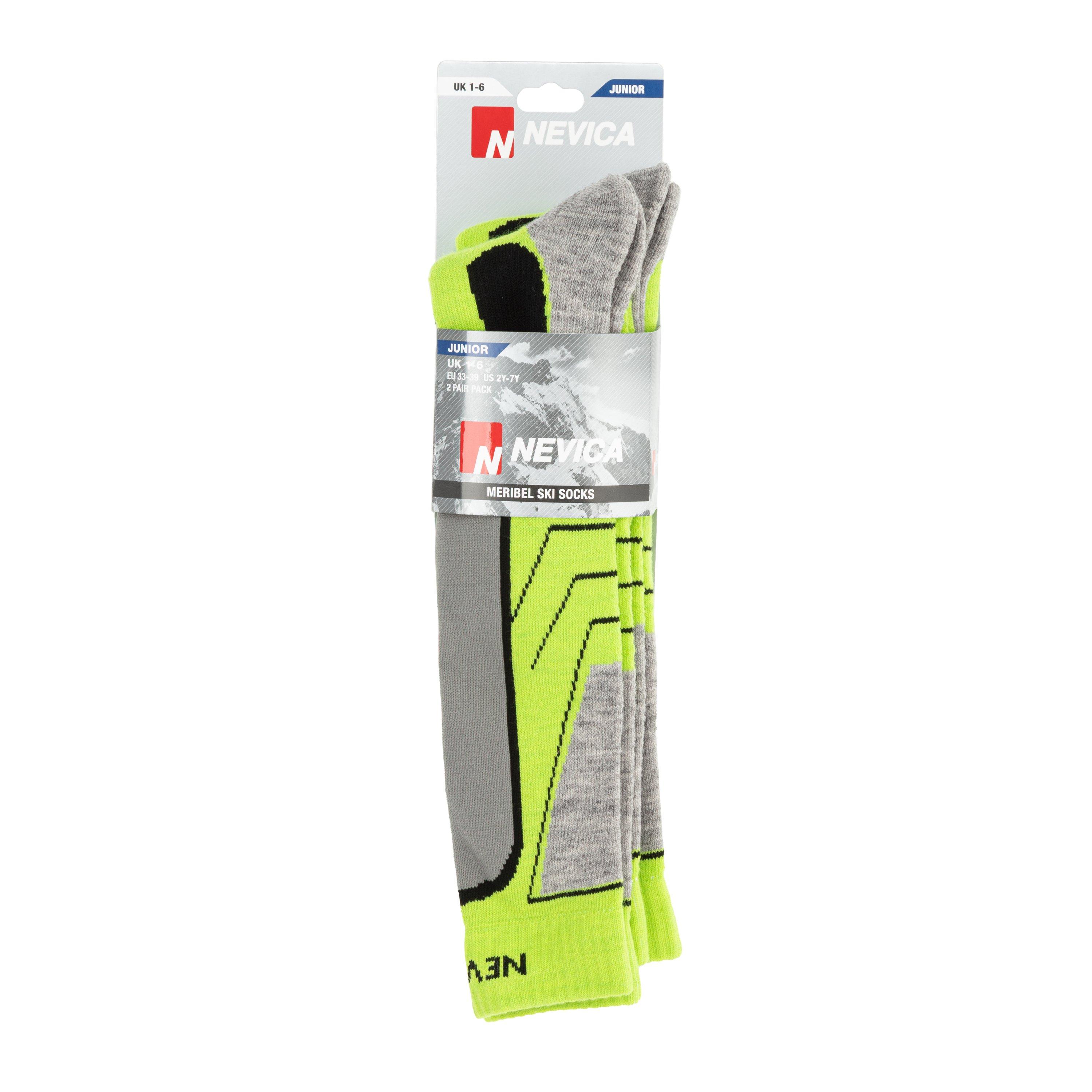 Lime Green - Nevica - Meribel 2 Pack Ski Sock Juniors - 6