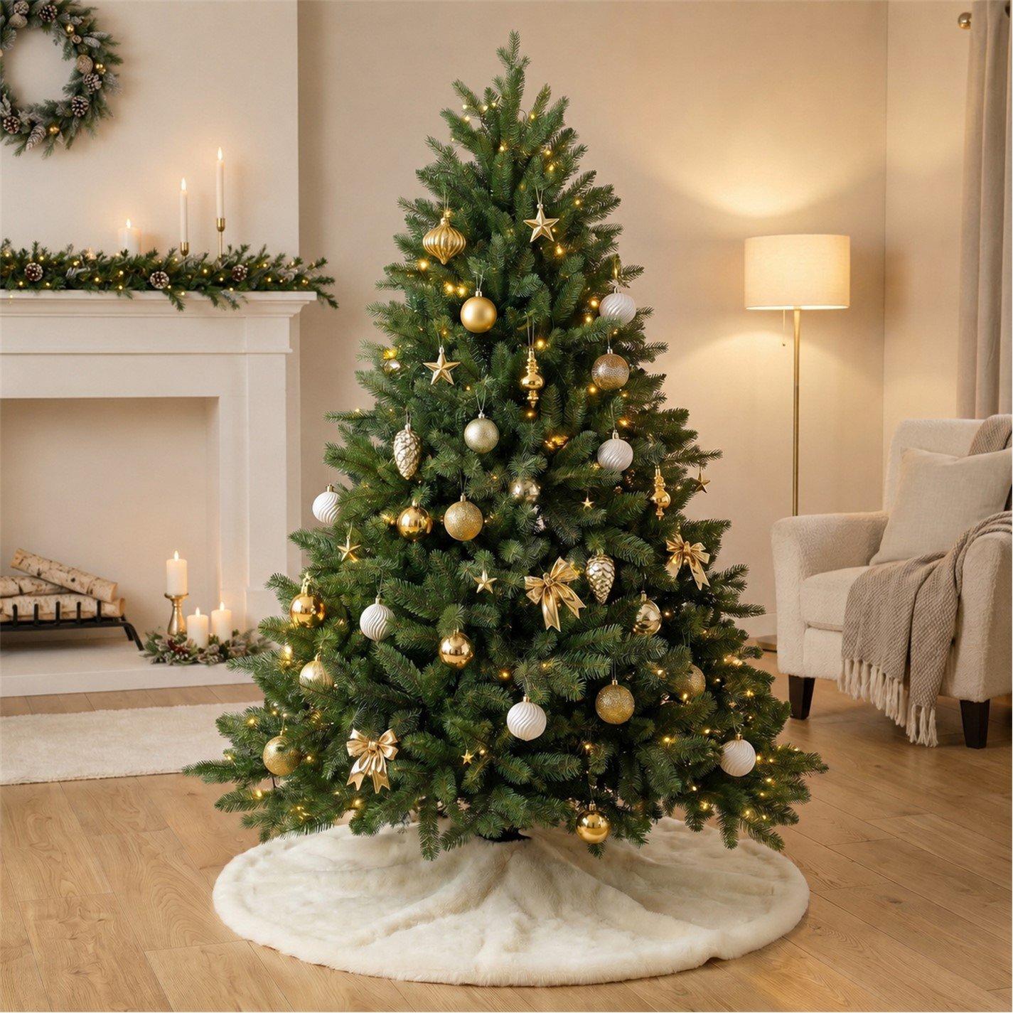 White - The Spirit Of Christmas - Faux Fur Christmas Tree Skirt - 4