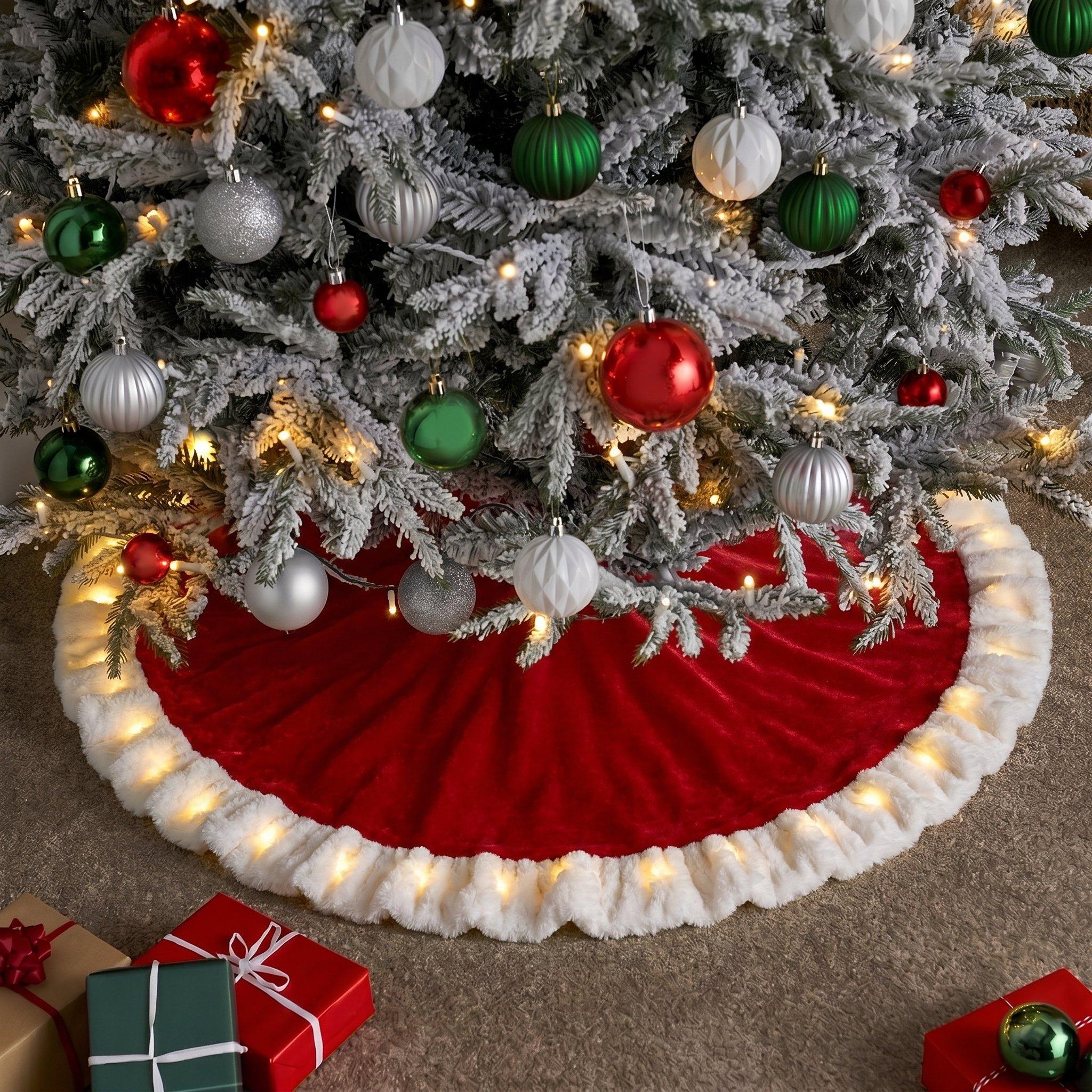 Red - The Spirit Of Christmas - Light Up Christmas Tree Skirt - 1