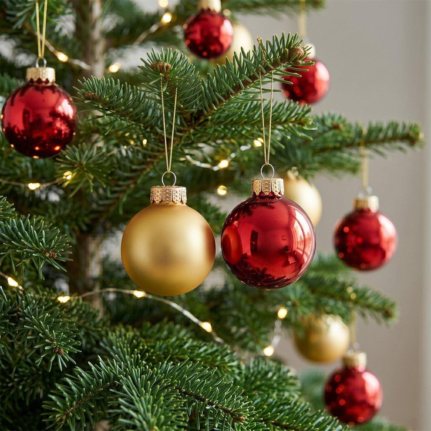 Red/Gold - The Spirit Of Christmas - SOC 12pk 35mm Glass Baubles - 2
