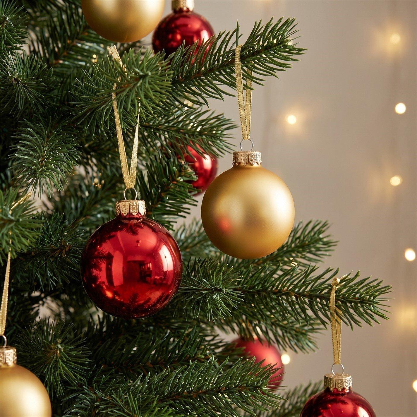 Red/Gold - The Spirit Of Christmas - SOC 12pk 35mm Glass Baubles - 4