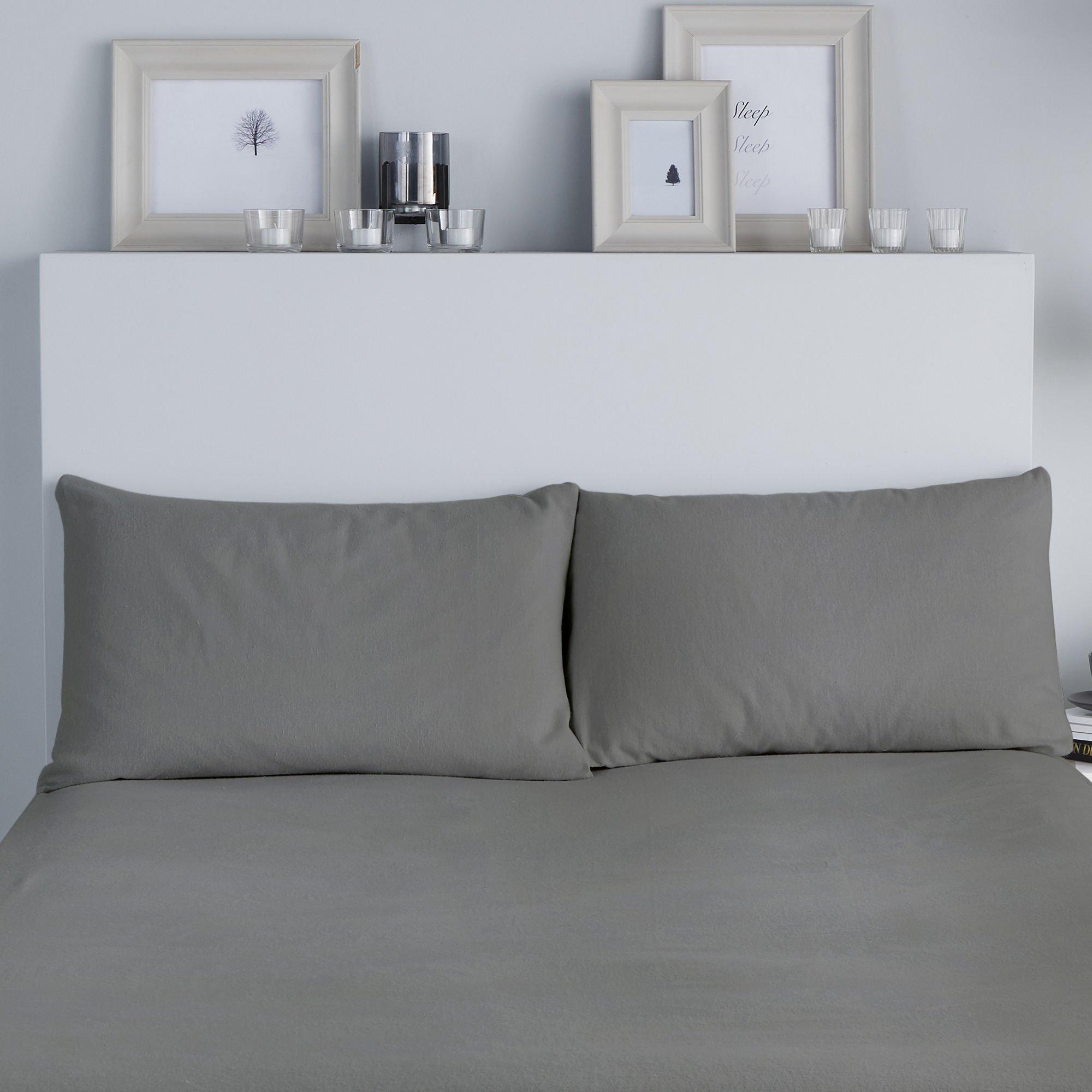 Charcoal - Fusion - Brushed Cotton Pair Housewife Pillowcases Charcoal - 1