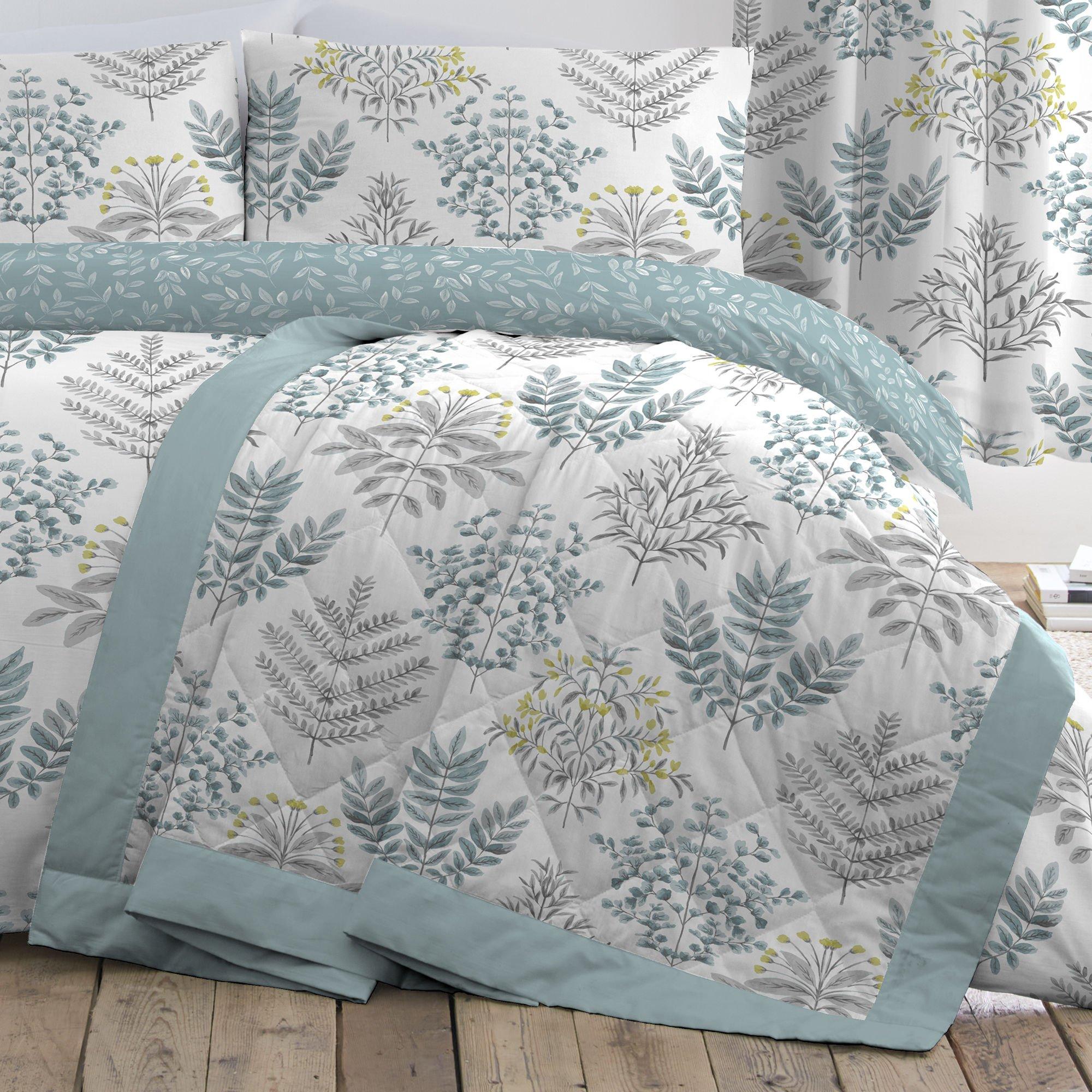 Duck Egg - Dreams and Drapes - Emily Floral Bedspread in Duck Egg - 2