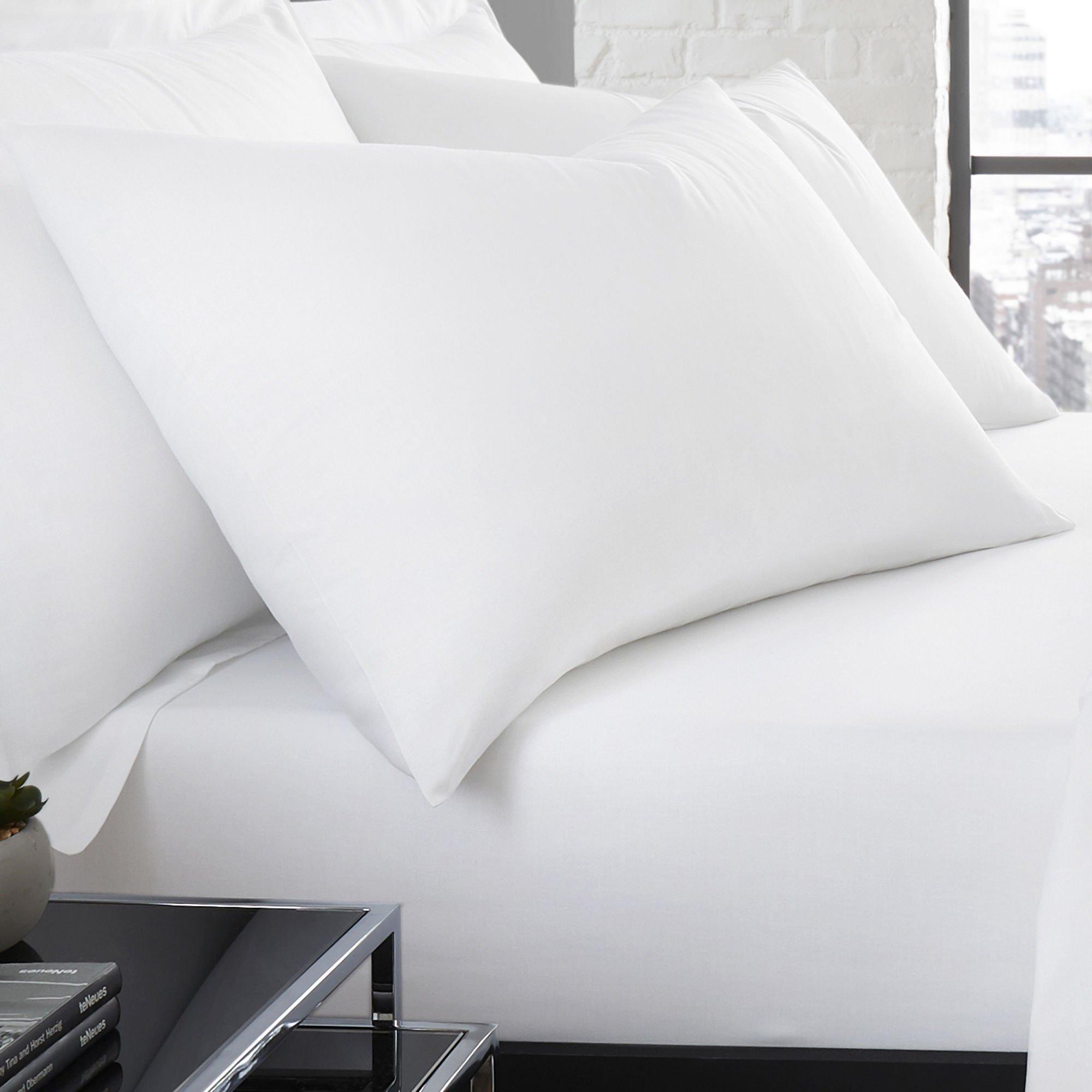 White - Serene Home - Plain Dye Pair of Housewife Pillowcases in White - 1