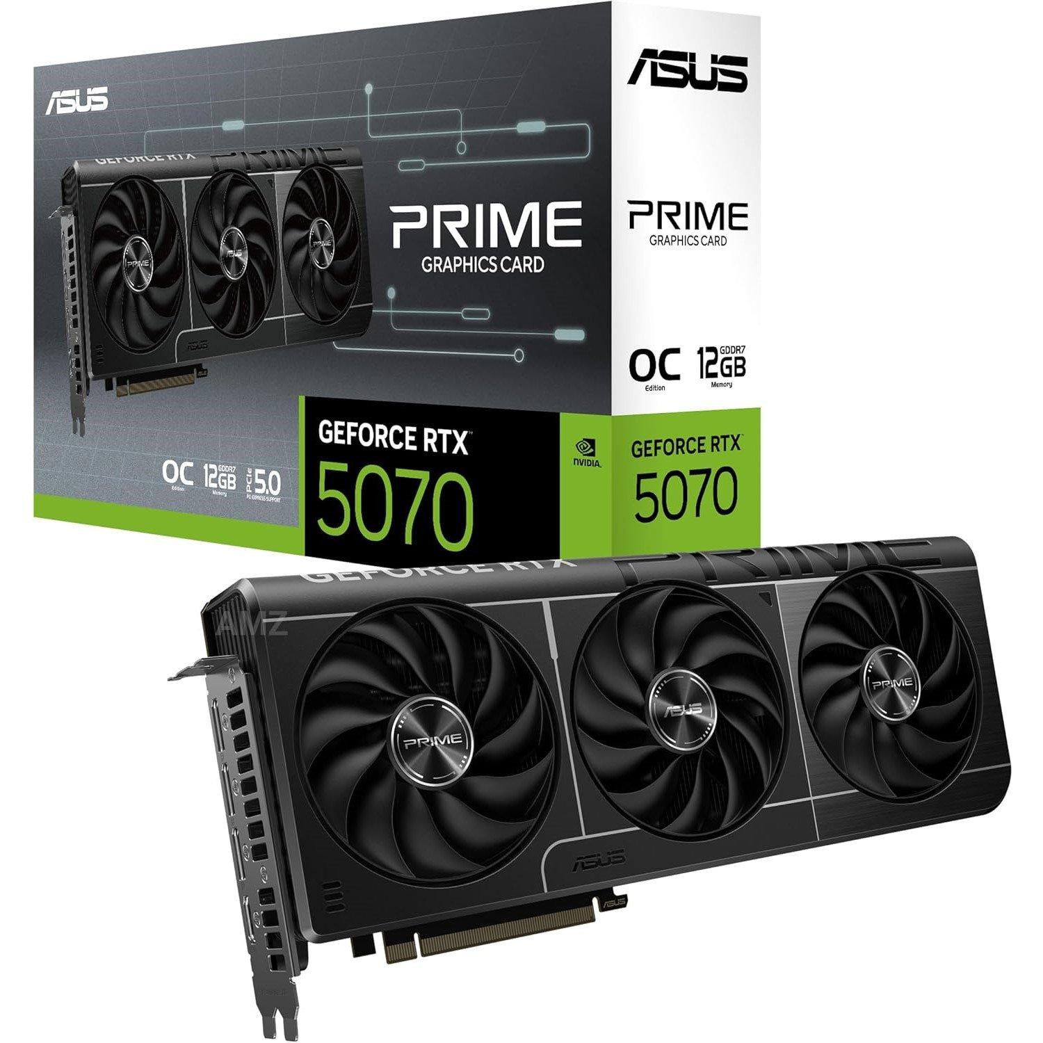 Black - ASUS - ASUS Prime -RTX5070-O12G NVIDIA GeForce RTX 5070 12 GB GDDR7 Graphics Card - 1