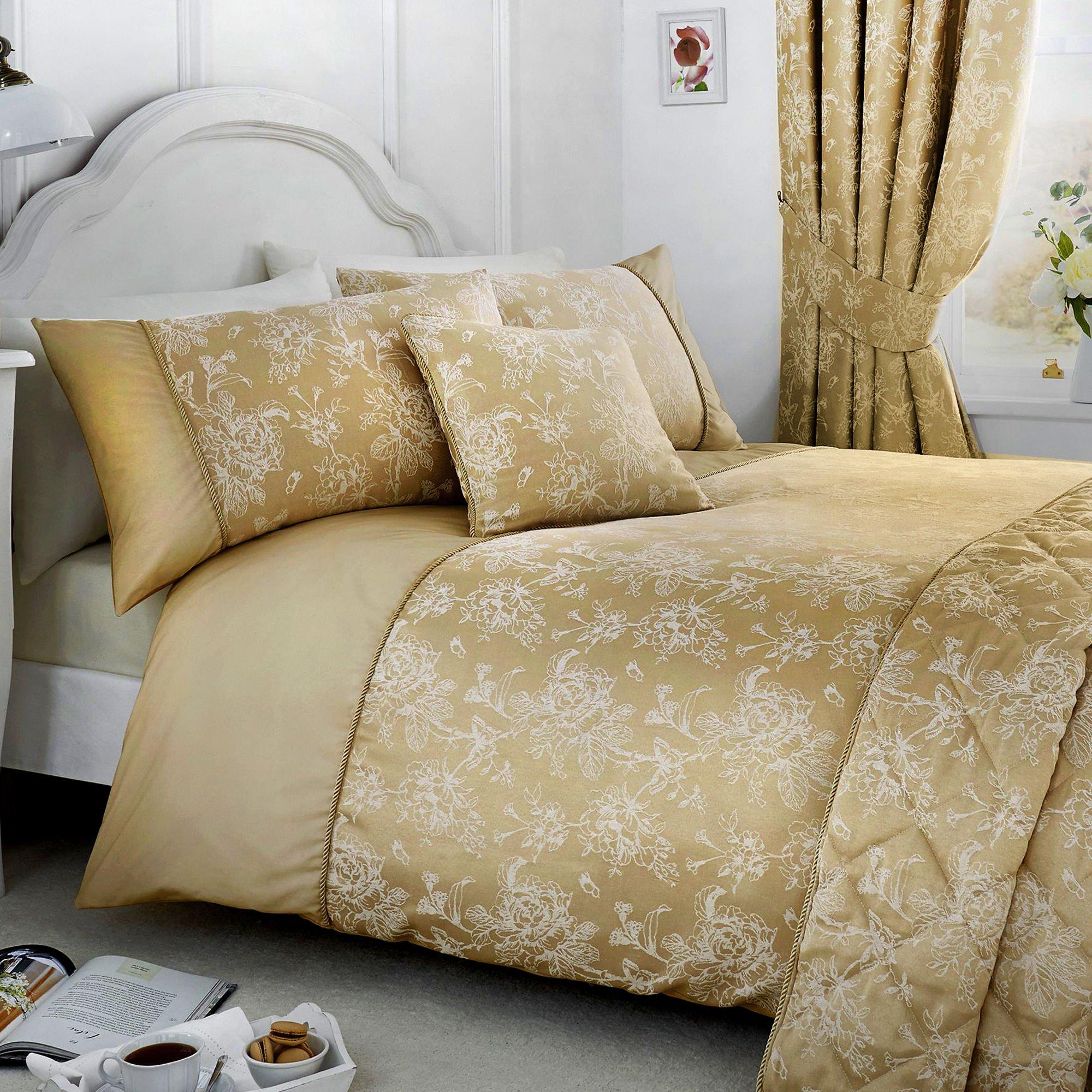 Champage - Dreams and Drapes - Jasmine Damask Bedspread in Champage - 2