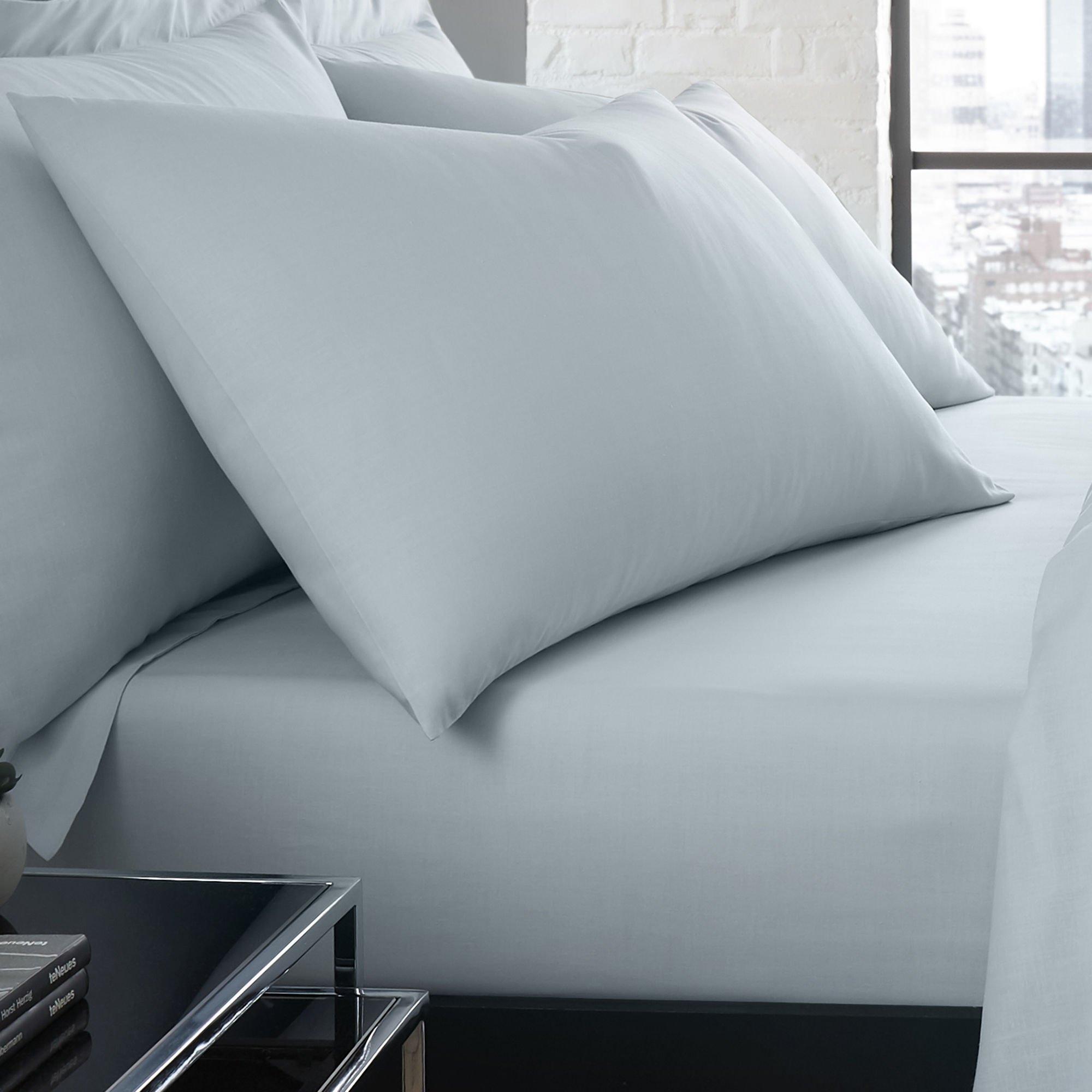 Serene Home  Plain Dyed Pair Of Housewife Pillowcases Duck Egg - 50 x 75cm