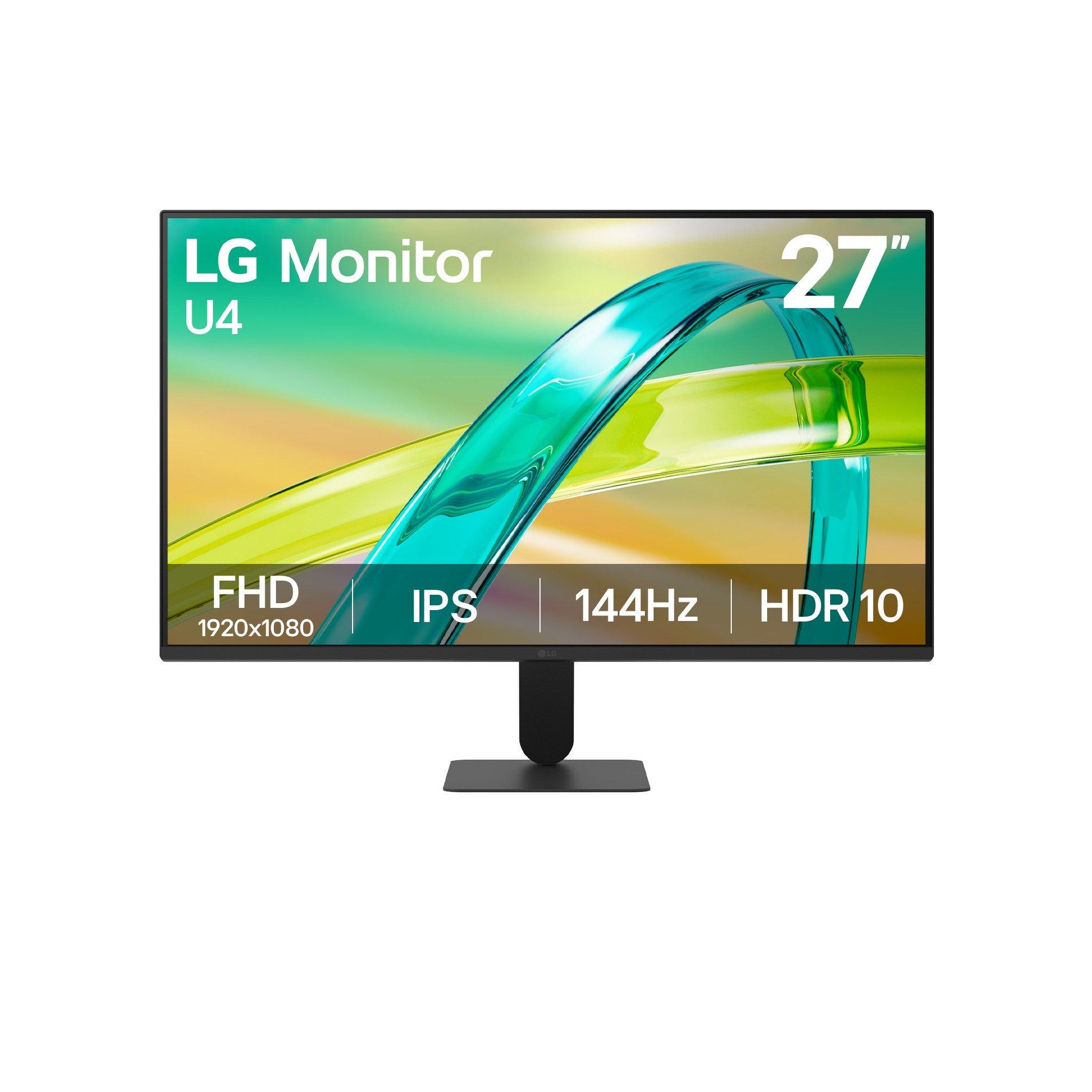 Black - LG - LG U4 27U411B-B 27 inch IPS FHD 144Hz  1ms MBR Monitor - 1