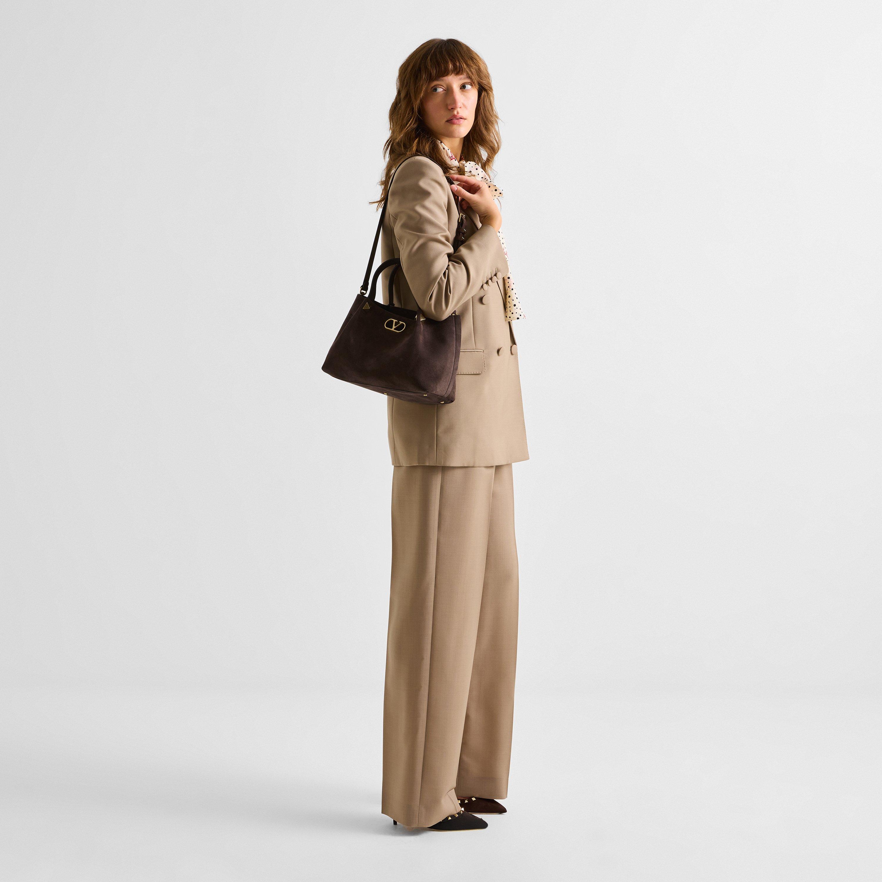 Testa Di Moro - Valentino Garavani - Women's V Logo Suede Small Tote Bag - 6