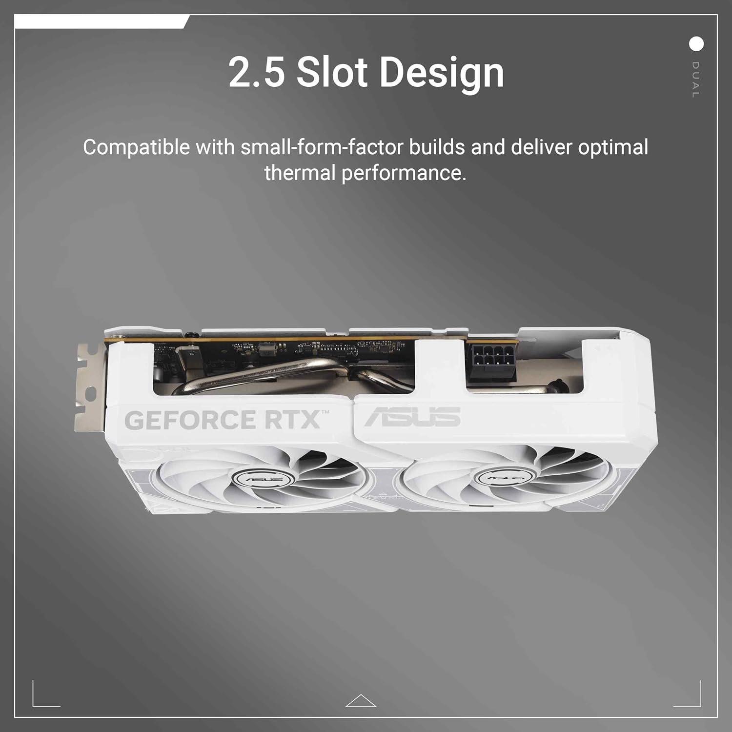 White - ASUS - ASUS Dual -RTX5060-O8G-WHITE NVIDIA GeForce RTX 5060 8 GB GDDR7 Graphics Card - 2