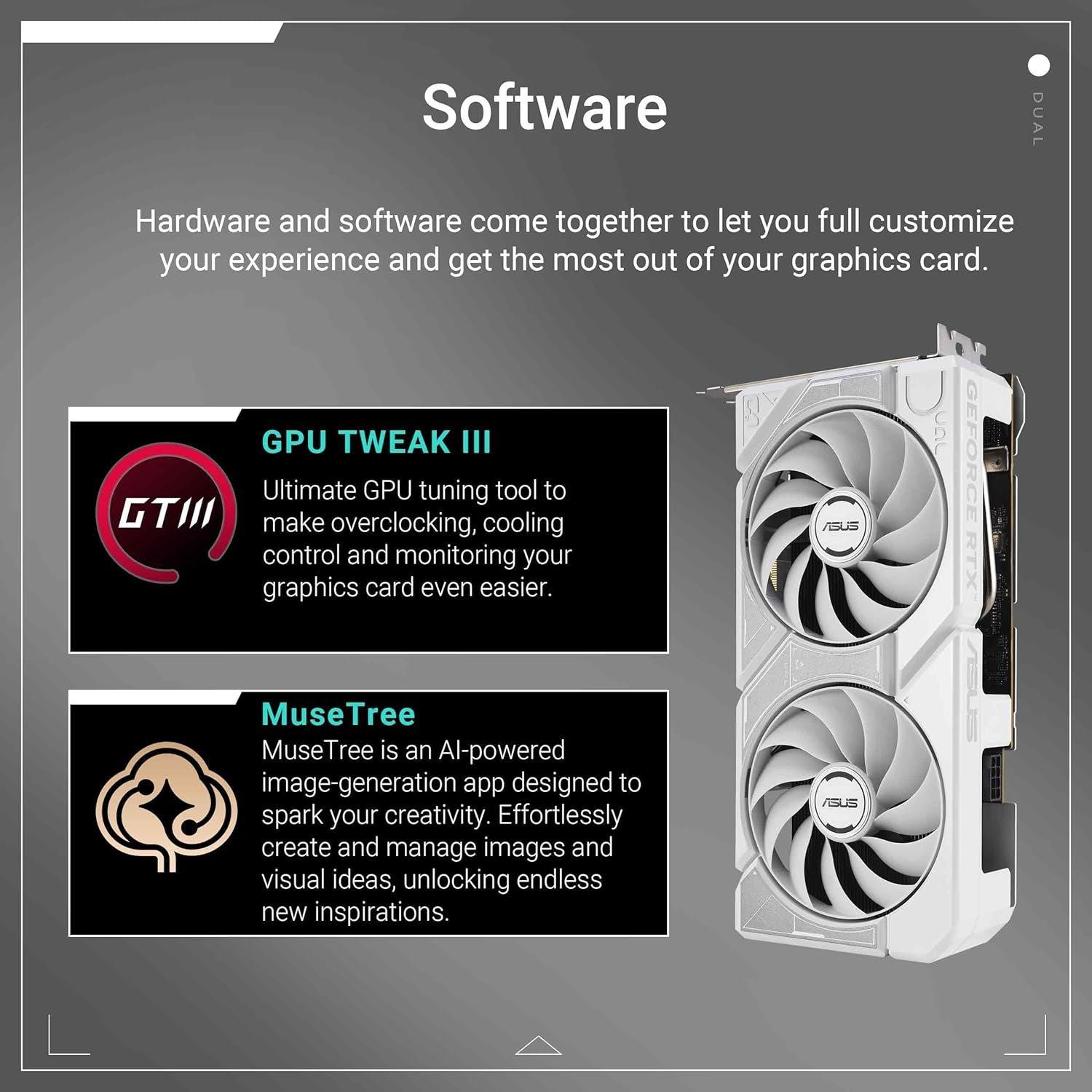 White - ASUS - ASUS Dual -RTX5060-O8G-WHITE NVIDIA GeForce RTX 5060 8 GB GDDR7 Graphics Card - 7