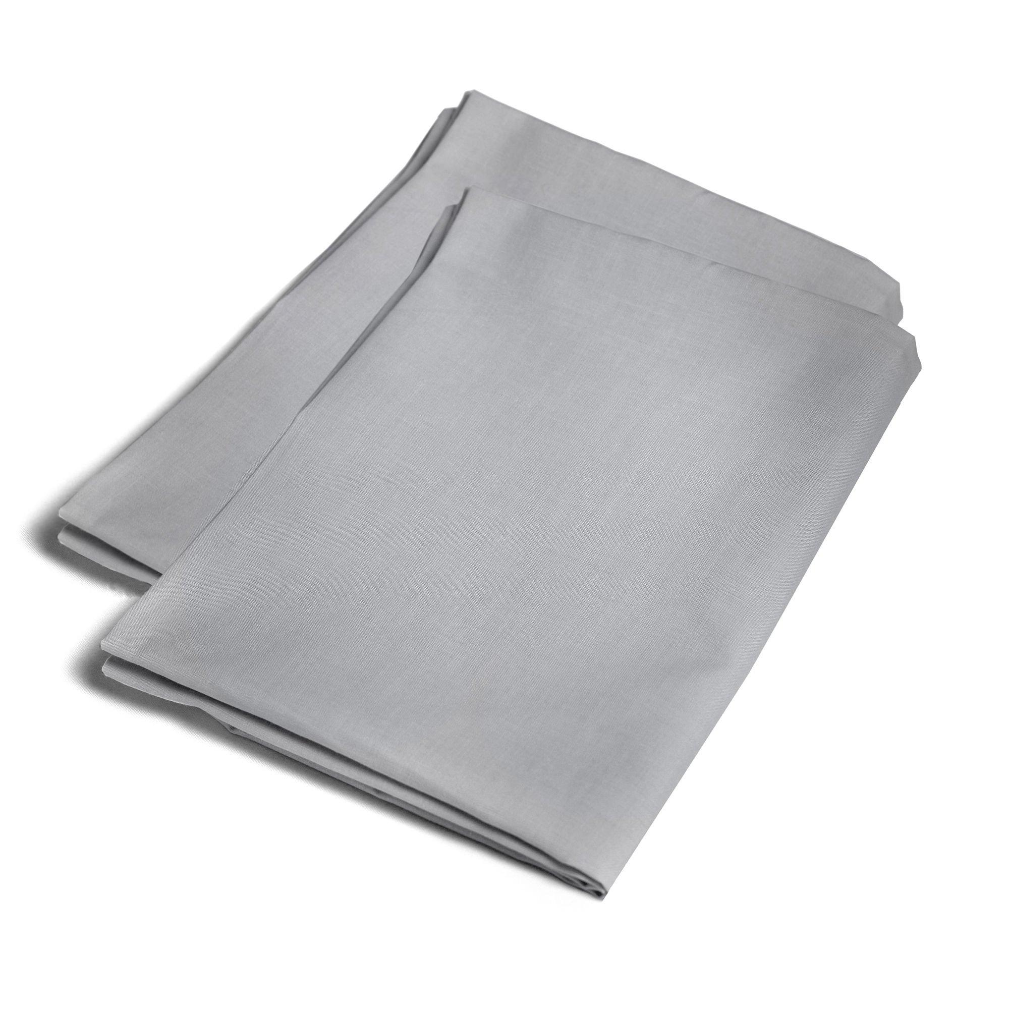 Silver - Serene Home - Plain Dyed Pair of Housewife Pillowcases in Silver - 2