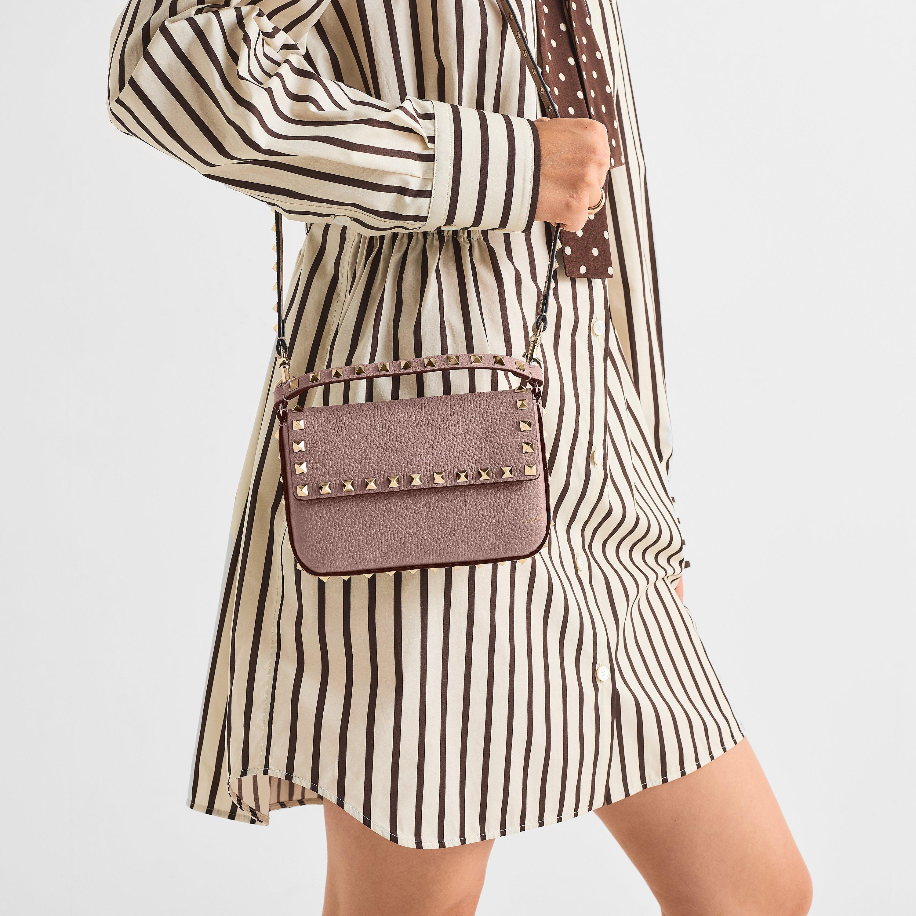 Poudre - Valentino Garavani - Women's Rockstud Mini Leather Crossbody Bag - 3